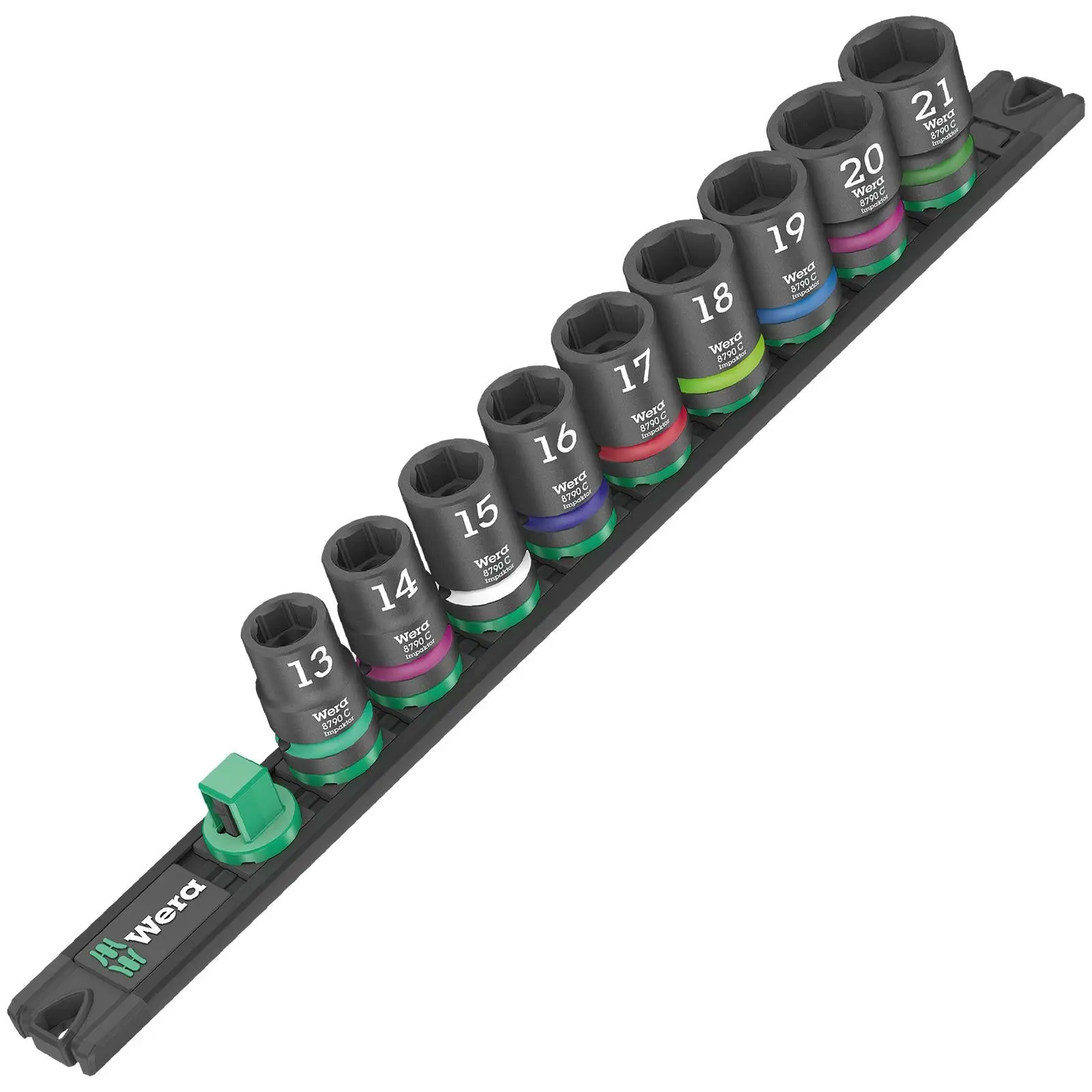 Wera Impact Socket Set 1/2" Drive on Magnetic Socket Rail C Impaktor 1 Zyklop 9 Pieces Metric 13-21mm - Image 2
