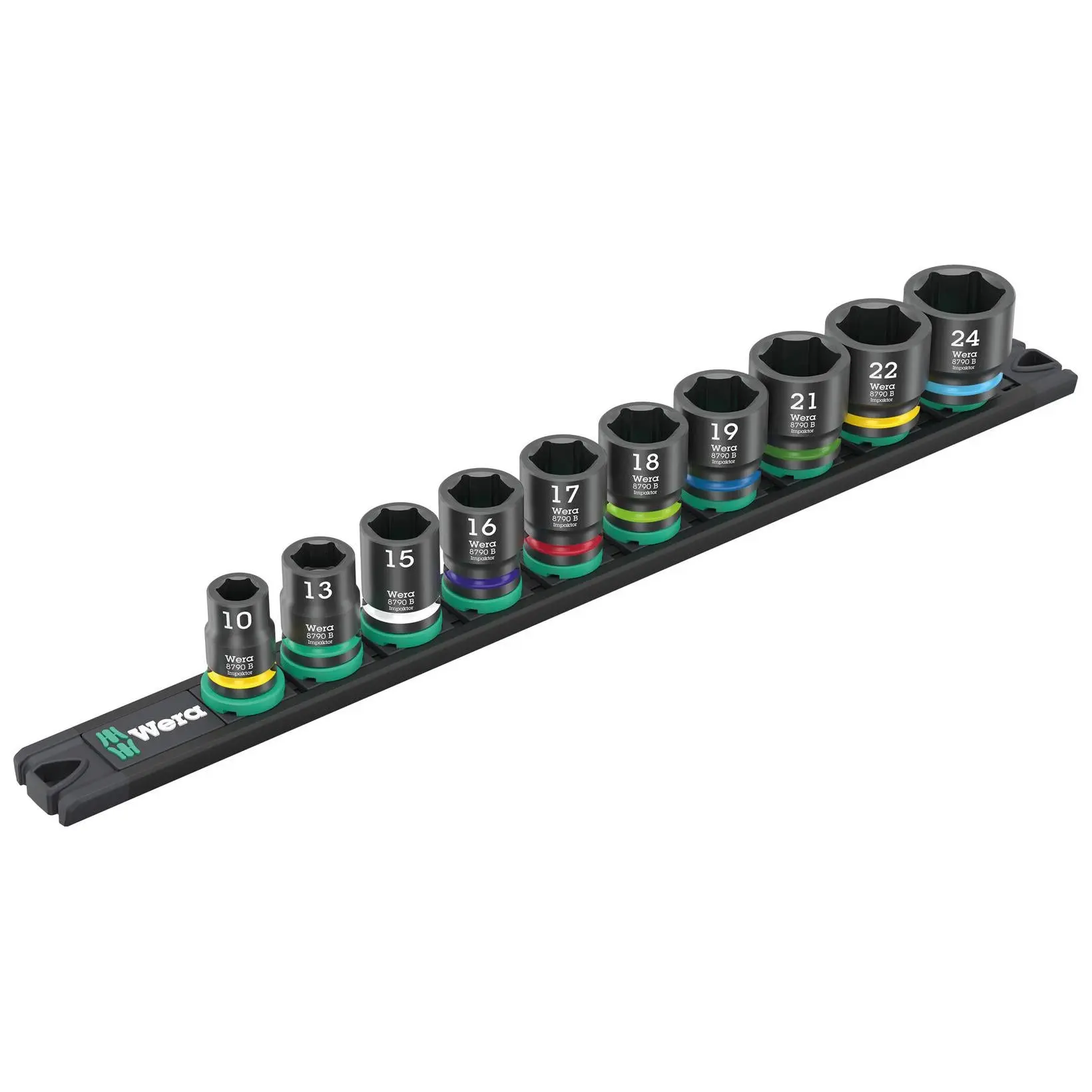 Wera Impact Socket Set 3/8" Drive 10 Piece 9607 Magnetic Rail B Impaktor 1 Metric 10-24mm - Image 3