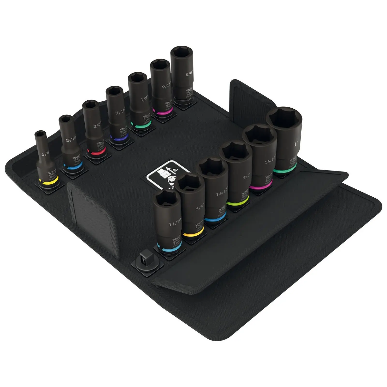 Wera Impact Socket Set Deep 3/8" Drive 13 Pieces 8790 B Impaktor Deep Imperial Set 1 in Case