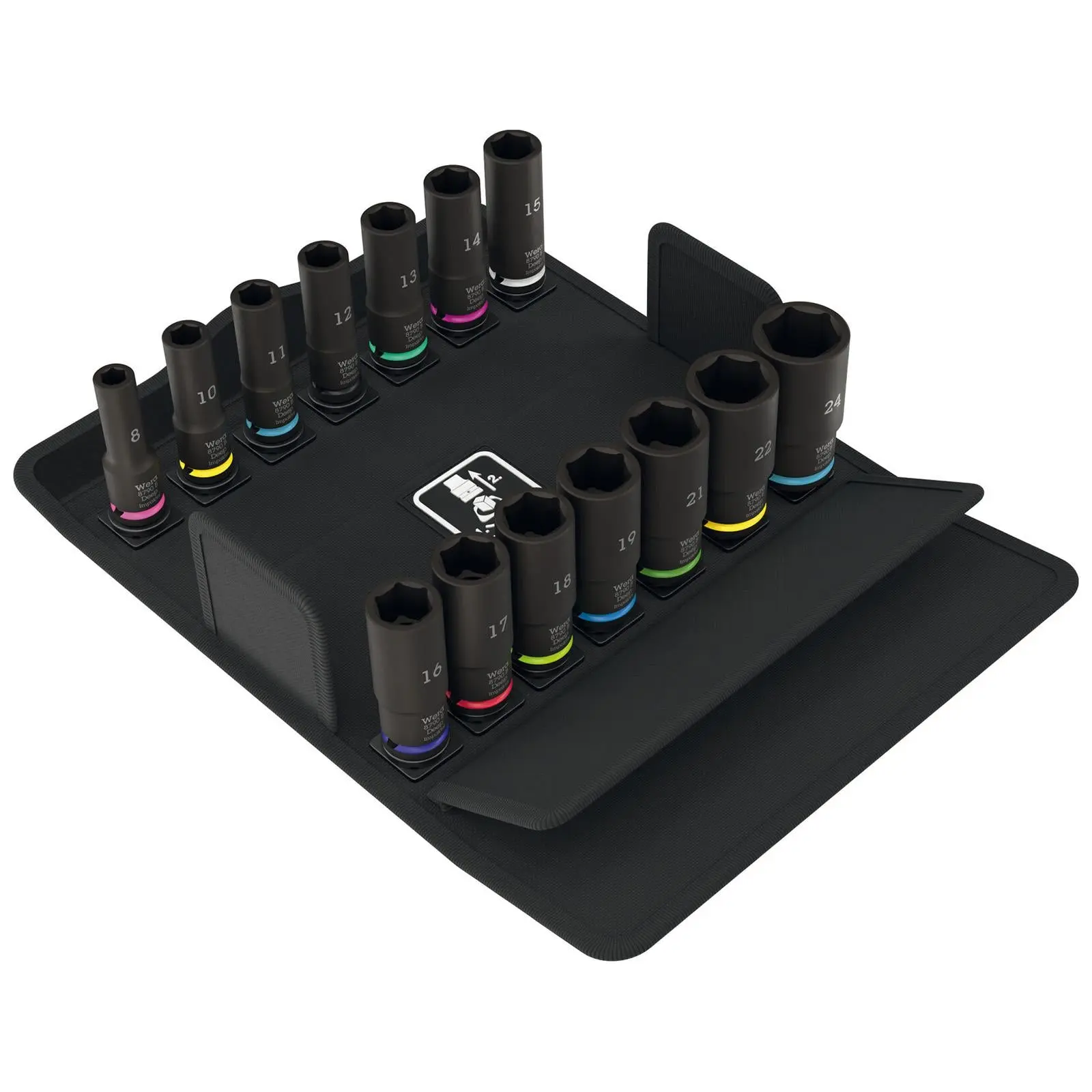 Wera Impact Socket Set Deep 3/8" Drive 8-24mm 14 Pieces 8790 B Impaktor Deep Set 1 in Case