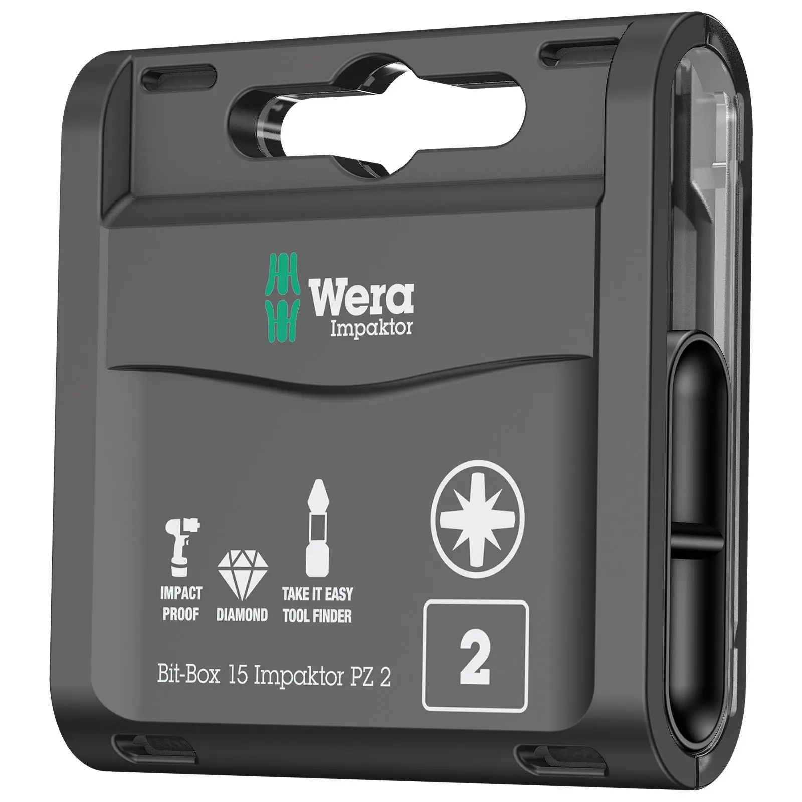 Wera Impaktor Bit Box PZ2 x 15 Bits Plus 897/4 Impaktor Magnetic Bit Holder 1/4" Hex - Image 4
