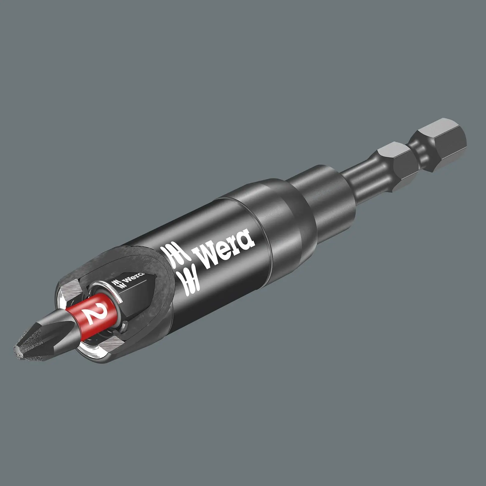 Wera Impaktor Bit Holder 75mm 897/4 with Retaining Ring and Magnet 1/4" Hex - Image 3