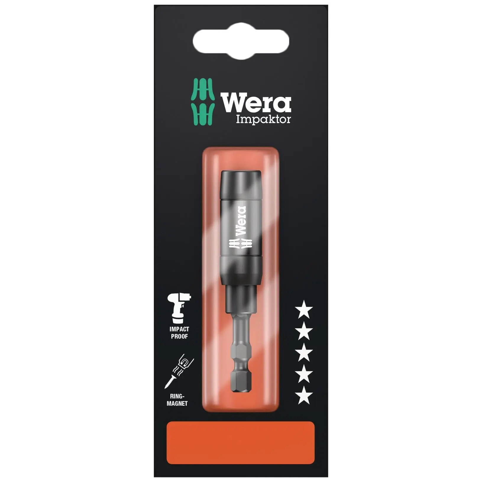 Wera Impaktor Impact Bit Holder with Retaining Ring and Ring Magnet 897/4 IMP R SB 1/4" Hex 75mm - Image 3