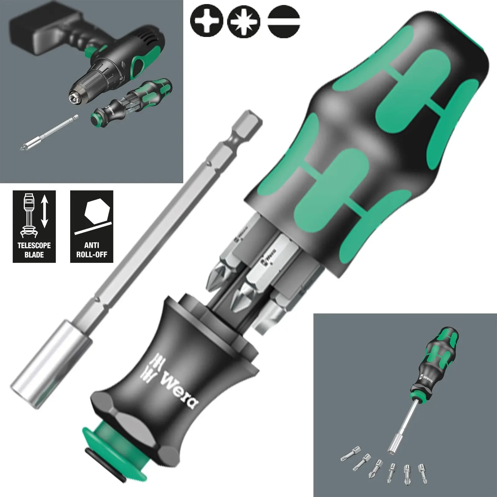 Wera Interchangable Screwdriver Set Kraftform Kompakt 28 SB 7 Pieces