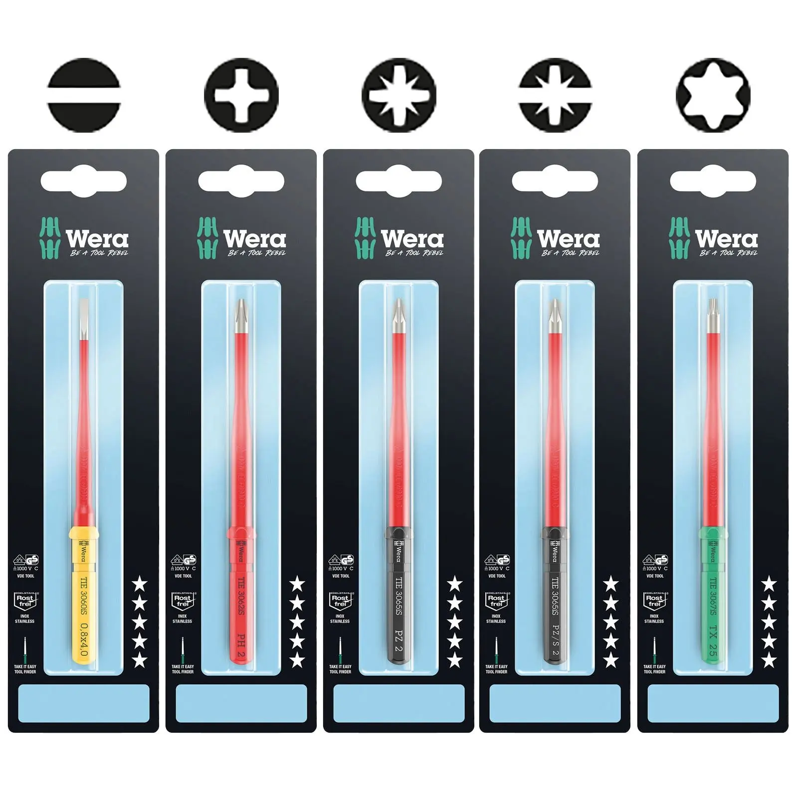 Wera Interchangeable Screwdriver Blade Kraftform Kompakt VDE Stainless Steel Take It Easy SB Colour Coded - Choose Size - Image 19