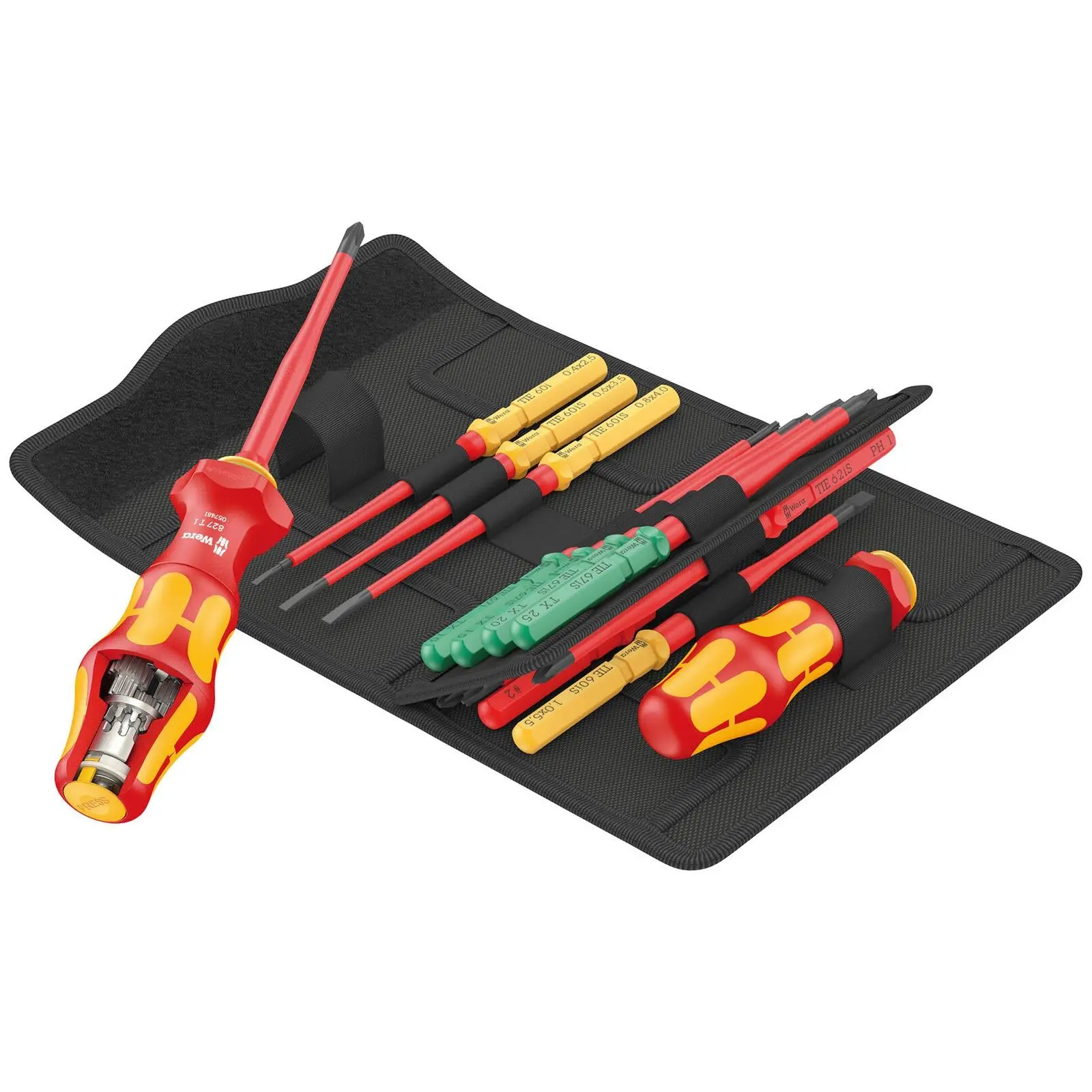 Wera Interchangeable VDE Screwdriver Set Kraftform Kompakt Turbo I Imperial 1 Tool Finder 16 Pieces Phillips Slotted Torx Square - Image 3