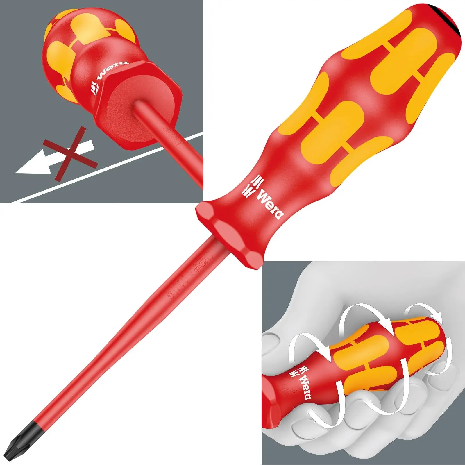 Wera Kraftform Plus VDE Slimline Screwdriver 1000V Slotted Phillips Pozi - Image 7