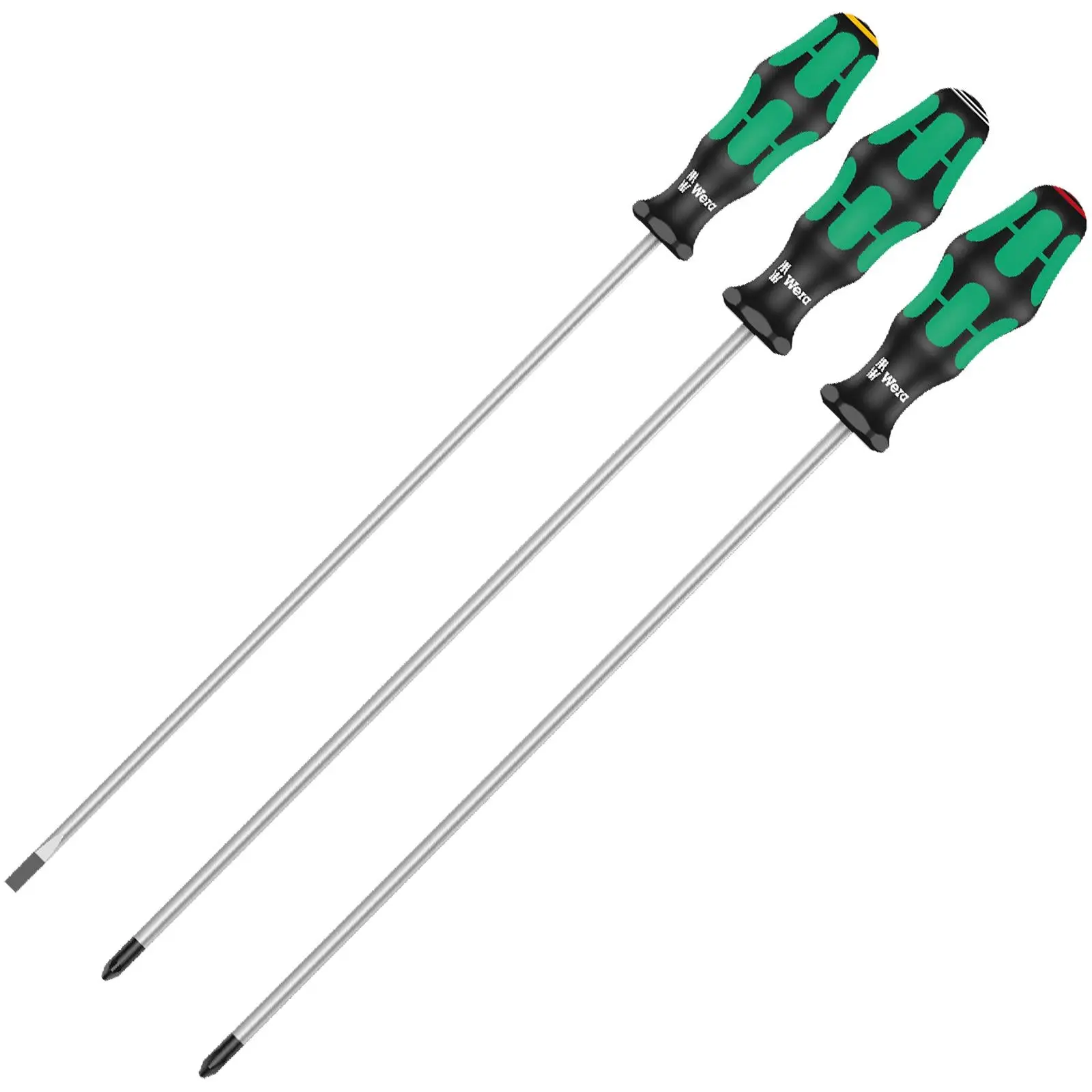 Wera Long Screwdriver Set Kraftform Plus Series 3 Piece 300mm Phillips Slotted Pozi - Image 2