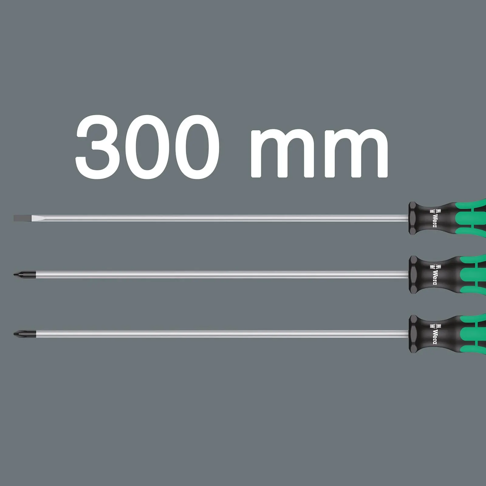 Wera Long Screwdriver Set Kraftform Plus Series 3 Piece 300mm Phillips Slotted Pozi - Image 5