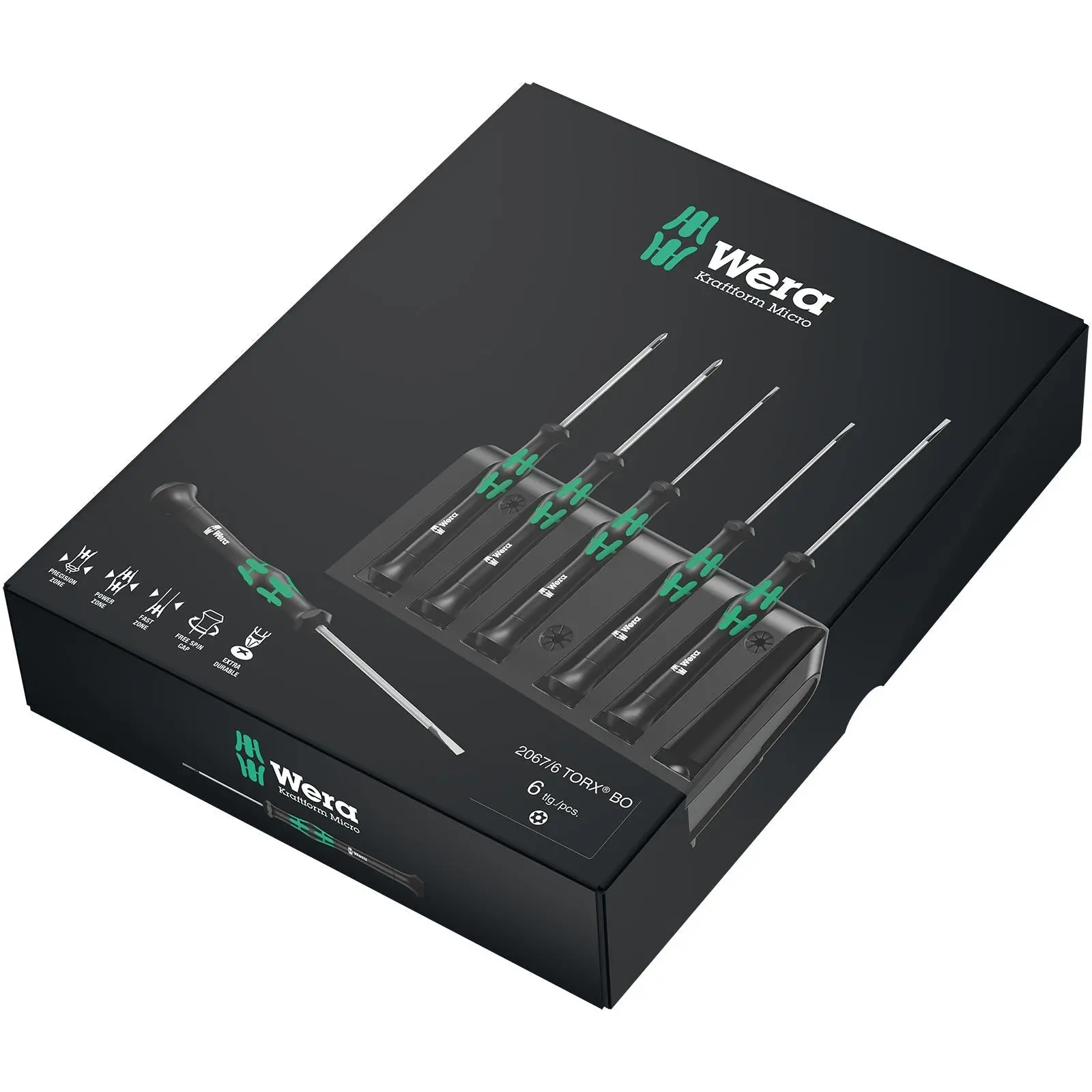 Wera Micro Screwdriver Set Kraftform TORX BO Tamper-Proof Screws 2067/6 6 Piece TX7-TX20 - Image 3