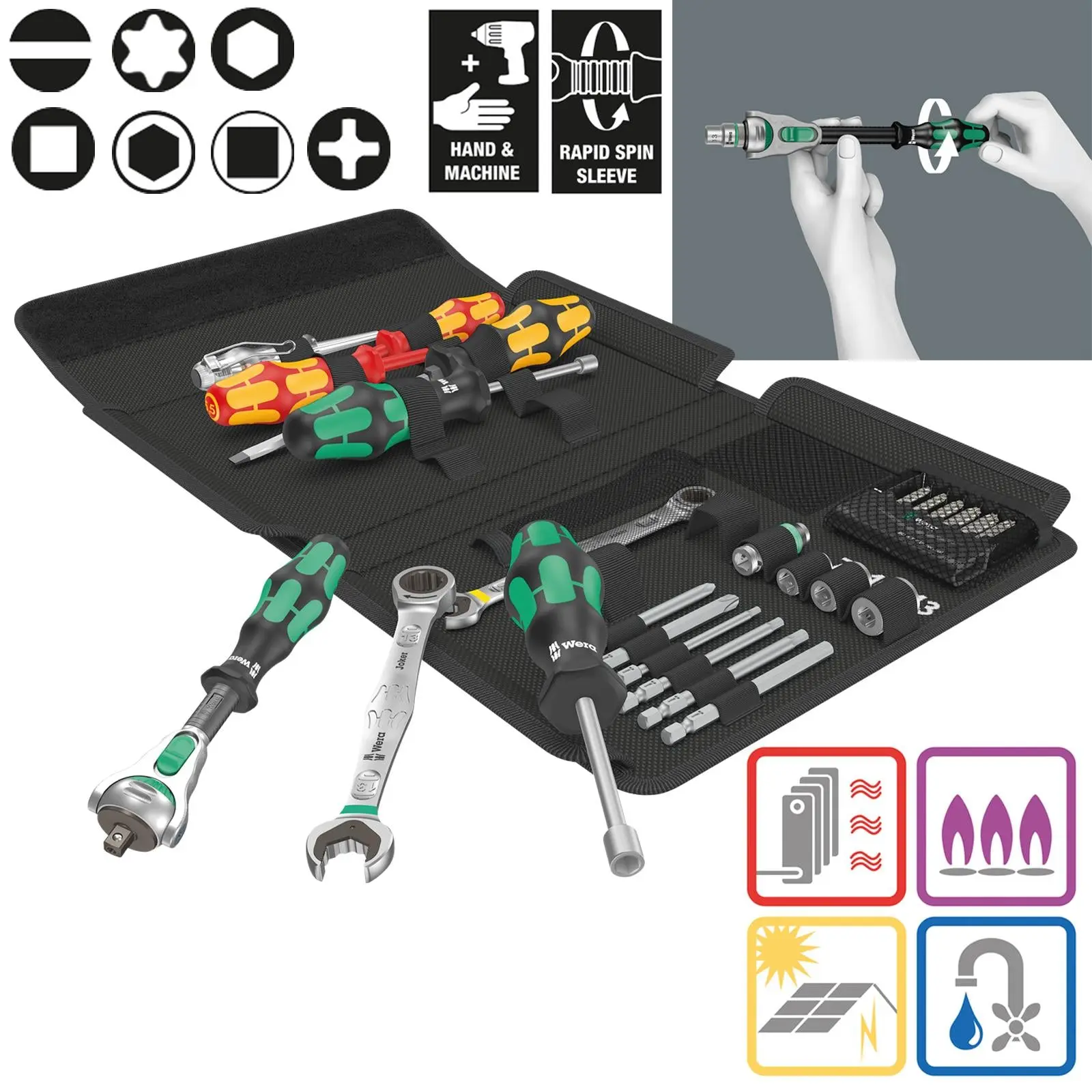 Wera Plumbers Kit 1/4" Drive 25 Piece Kraftform Kompakt SH 1 PlumbKit