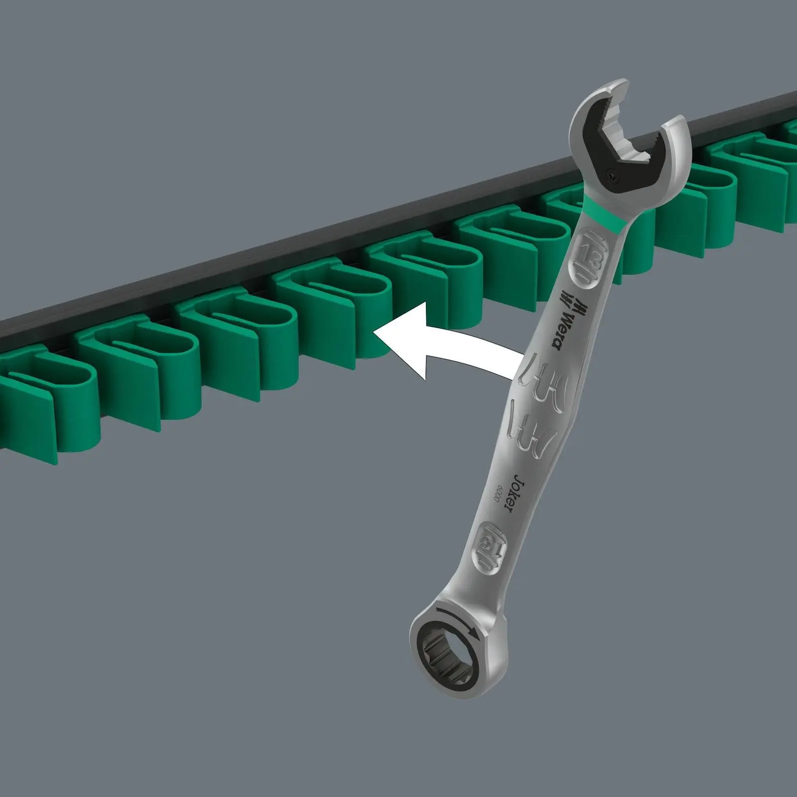 Wera Ratchet Combination Spanner Wrench Set 6000 Joker 2 9631 Magnetic Rail 5 Pieces 8-19mm - Image 4