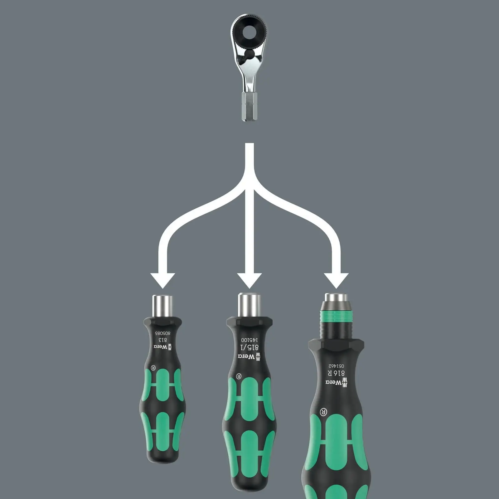 Wera Ratchet Screwdriver for 1/4" Hex Drive Bits 8011 Zyklop Mini 4 Bit Ratchet - Image 4