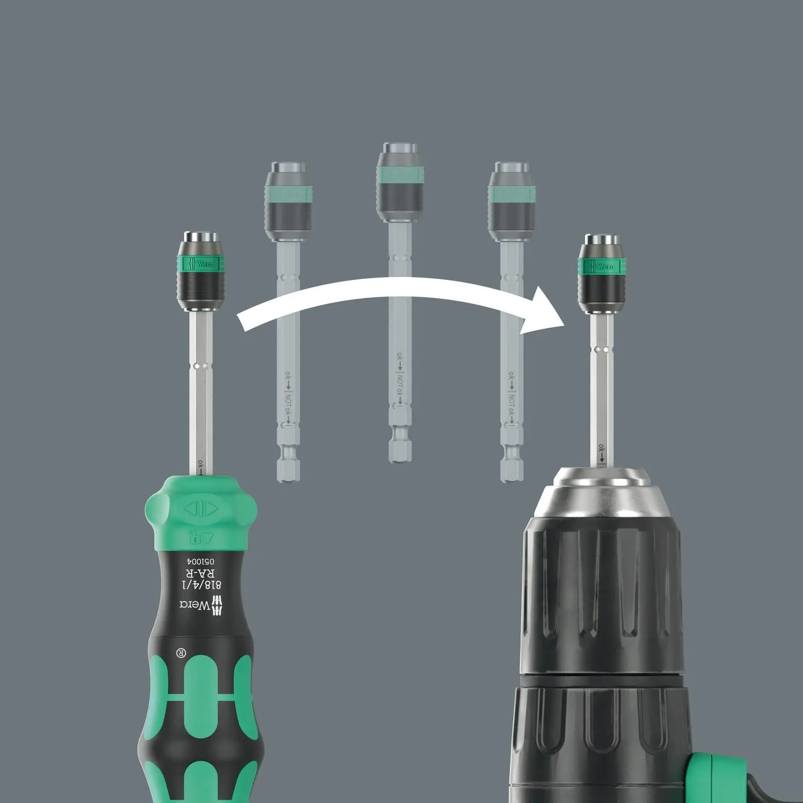 Wera Ratchet Screwdriver Set Kraftform Kompakt 26 RA-R with Pouch 6 Pieces PH SL SQ - Image 3