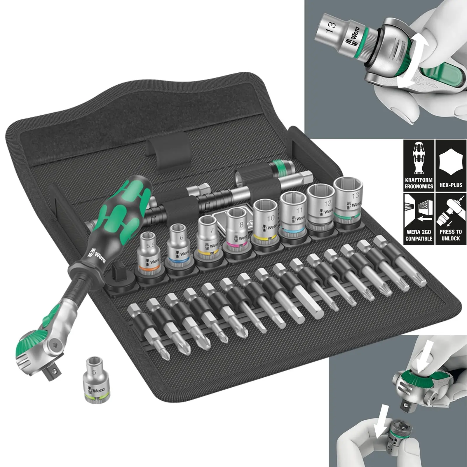 Wera Ratchet Socket Set 1/4" Drive 28 Piece 8100 SA 6 Zyklop Speed Ratchet Set