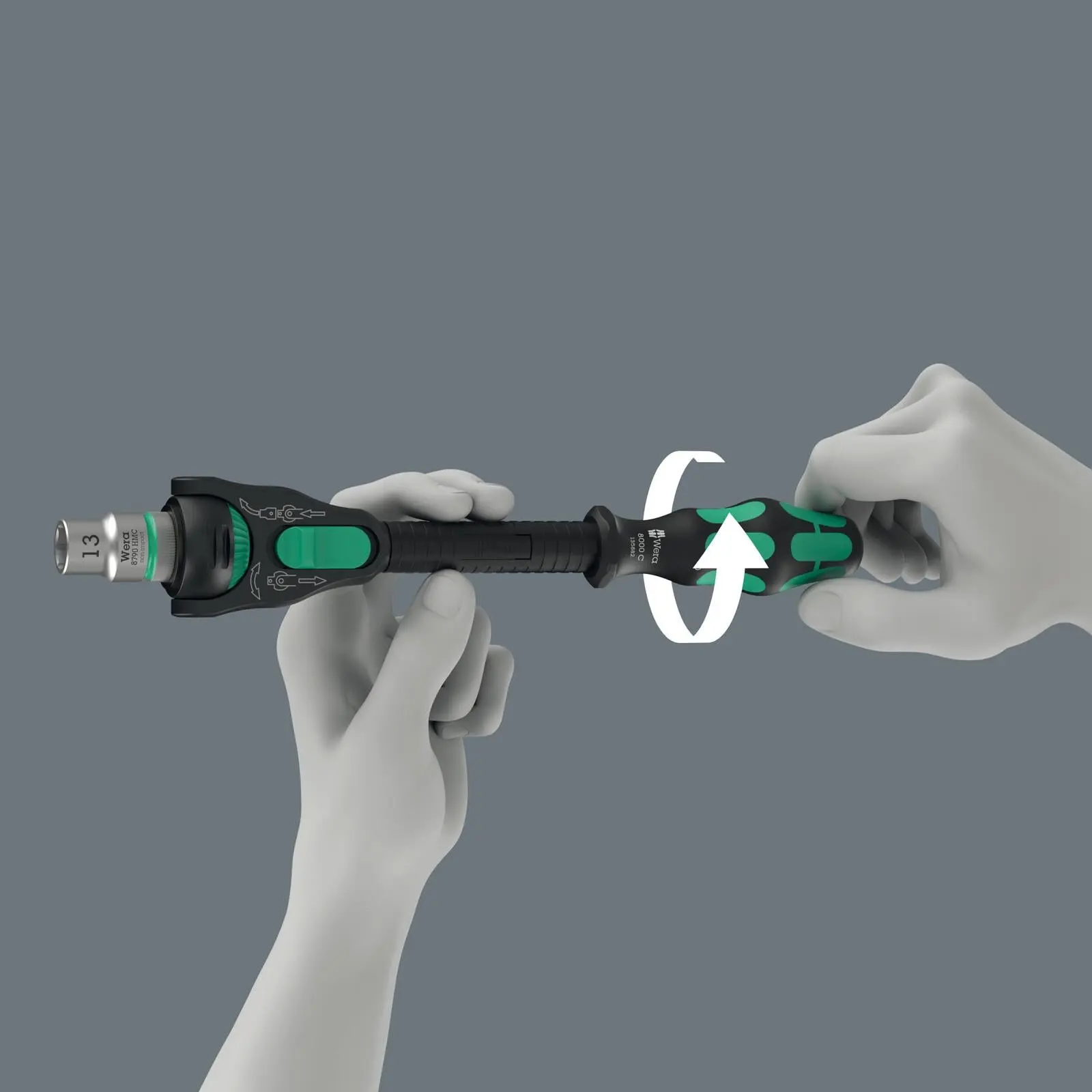 Wera Ratchet Wrench 8000 C Black Edition Zyklop Speed Ratchet with 1/2" Drive