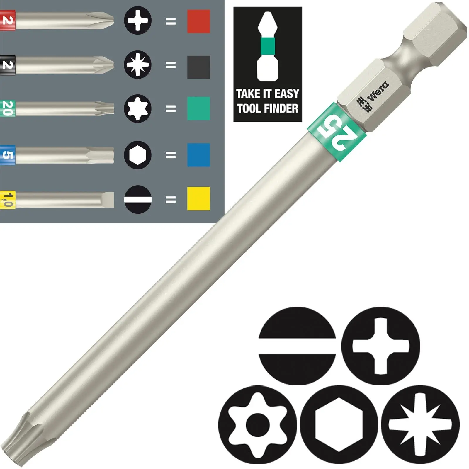 Wera Screwdriver Bit 1/4" Hex Take It Easy 89mm Long Individual