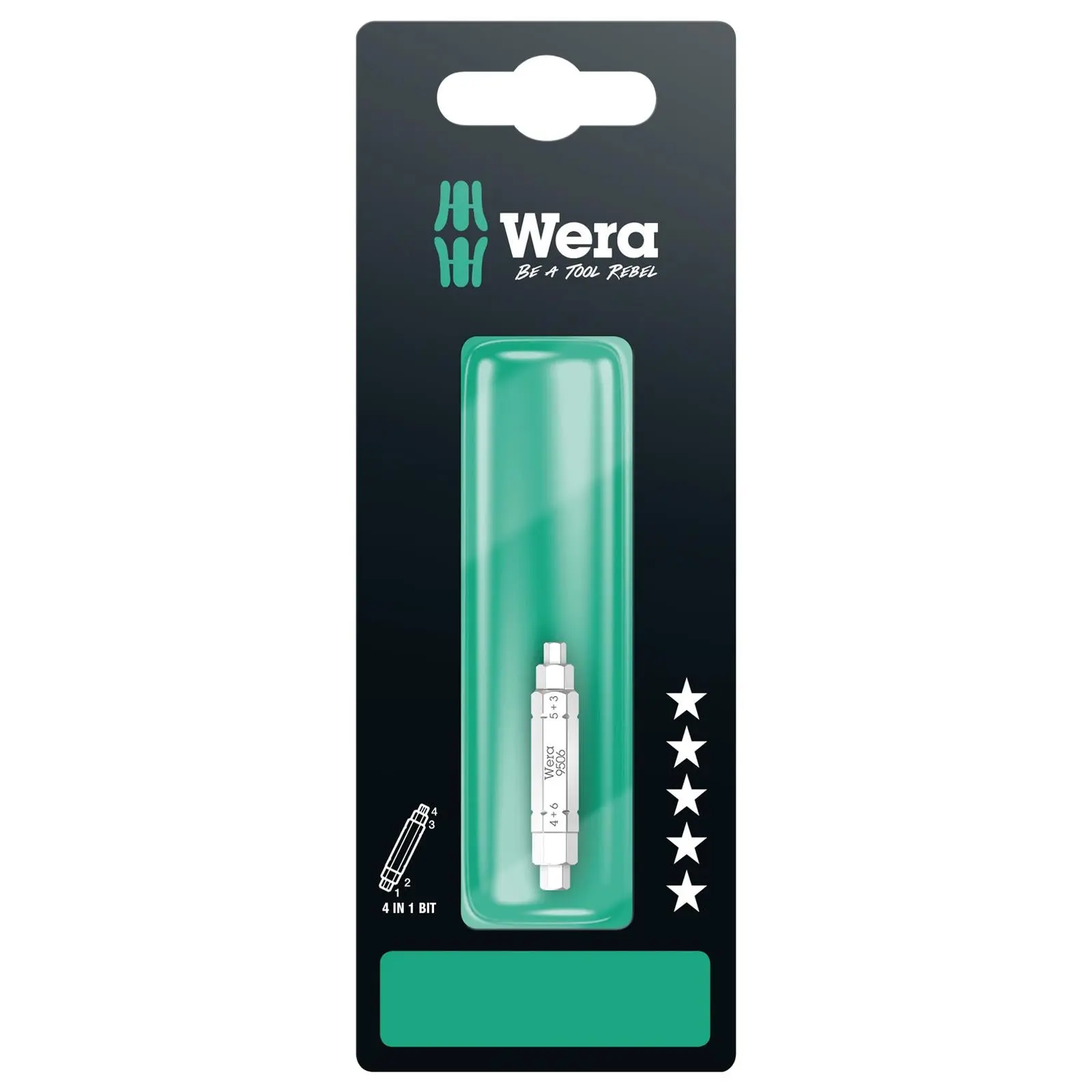 Wera Screwdriver Bit Hex 9506 SB 4 in 1 Bit 1 Bicycle Tool 3mm 4mm 5mm 6mm x 37mm - Image 3
