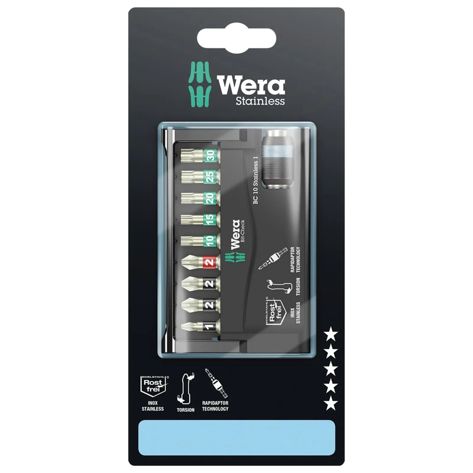 Wera Screwdriver Bit Set Bit Check 10 Stainless Steel 1 SB 10 Piece with Bit Holder - Image 2