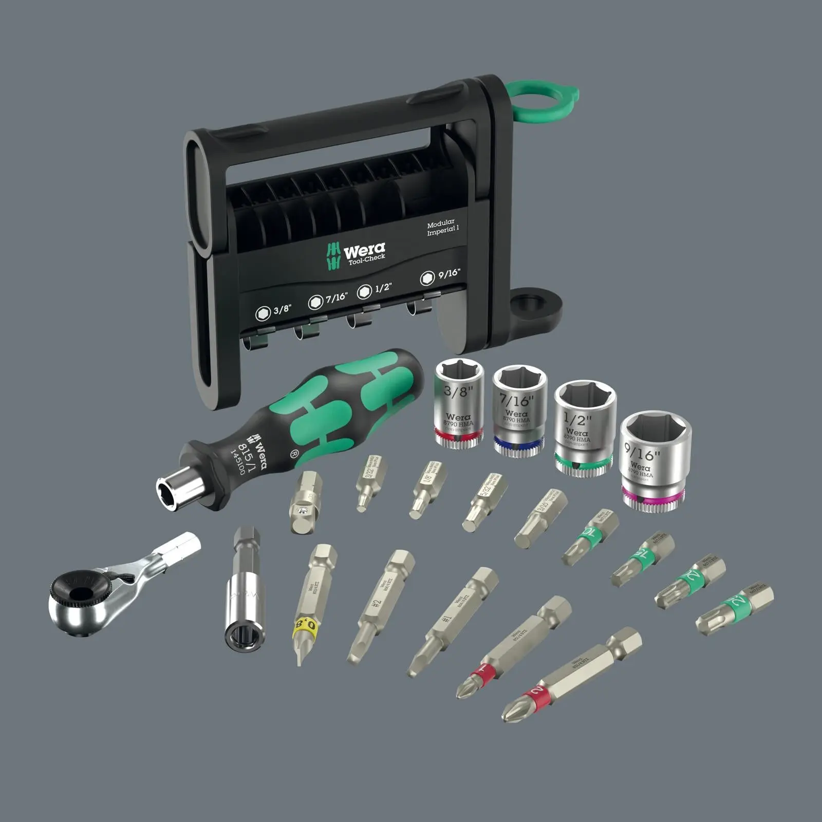 Wera Screwdriver Bits Bit Holder and Socket Set Tool Check Modular Imperial 1 21 Pieces - Image 2
