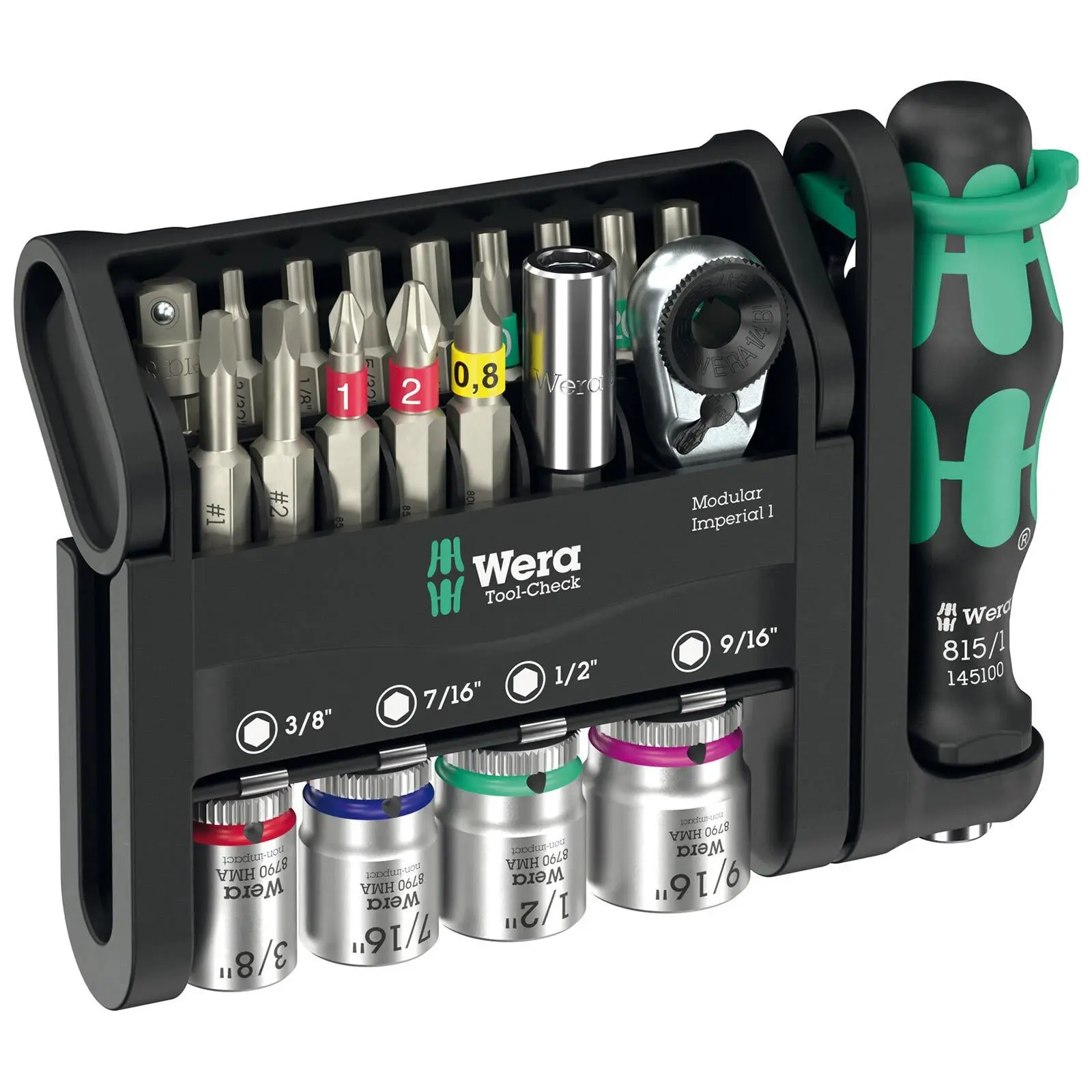 Wera Screwdriver Bits Bit Holder and Socket Set Tool Check Modular Imperial 1 21 Pieces - Image 4