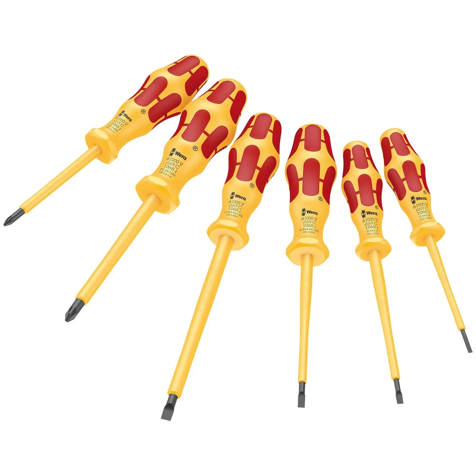 Wera Screwdriver Set Kraftform VDE 6 Pieces Pozi Slotted 1060 i/1065 i/6 - Image 2