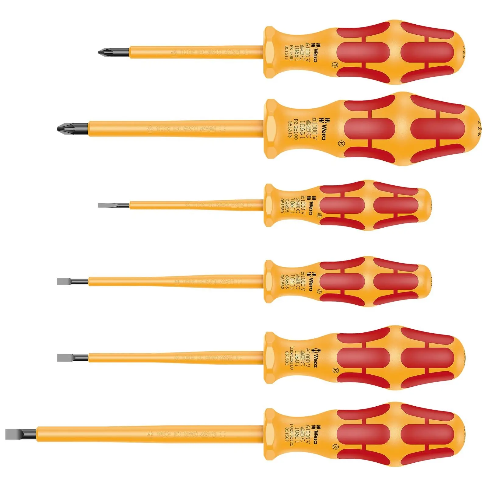 Wera Screwdriver Set Kraftform VDE 6 Pieces Pozi Slotted 1060 i/1065 i/6 - Image 3