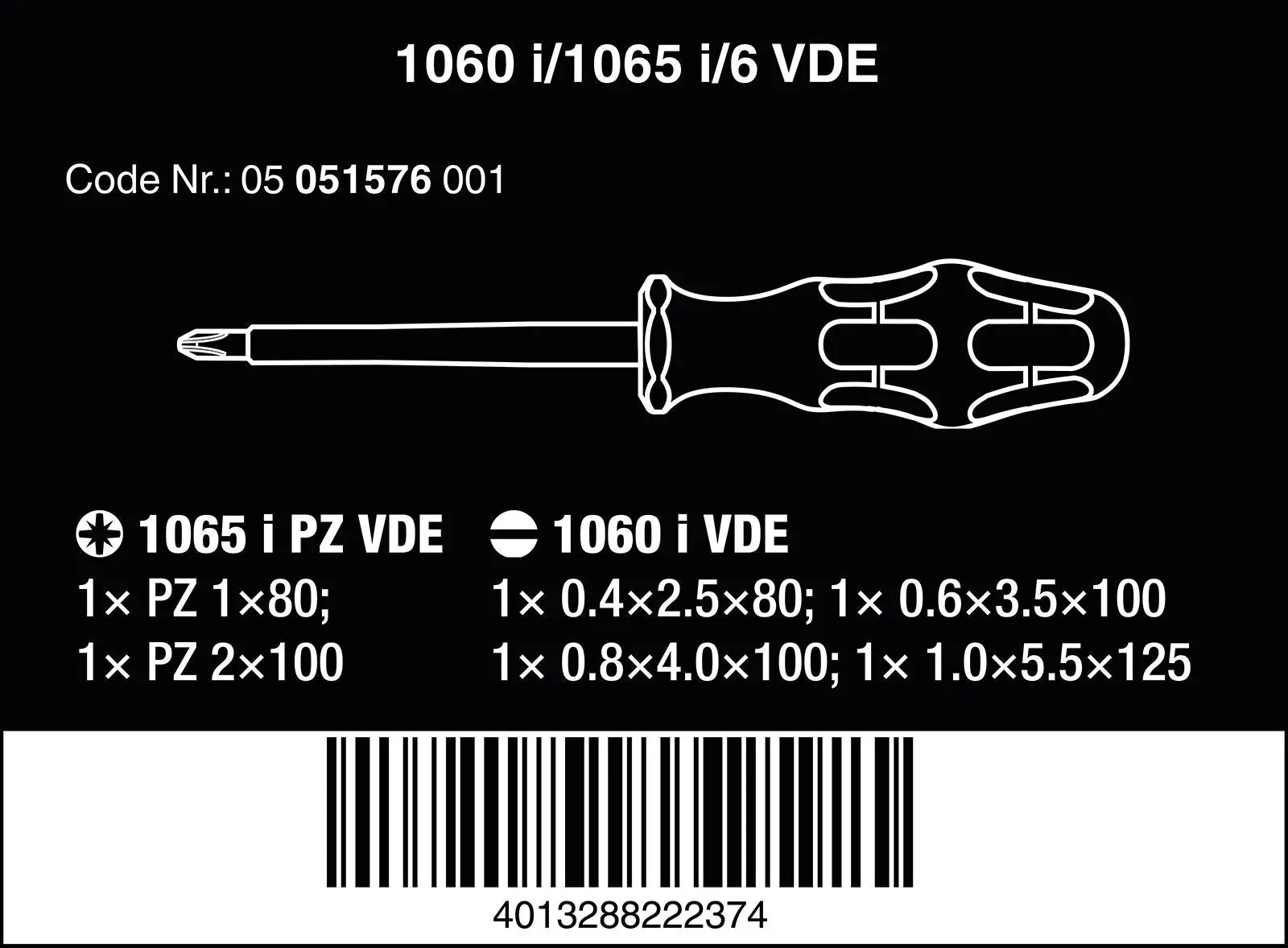 Wera Screwdriver Set Kraftform VDE 6 Pieces Pozi Slotted 1060 i/1065 i/6 - Image 8