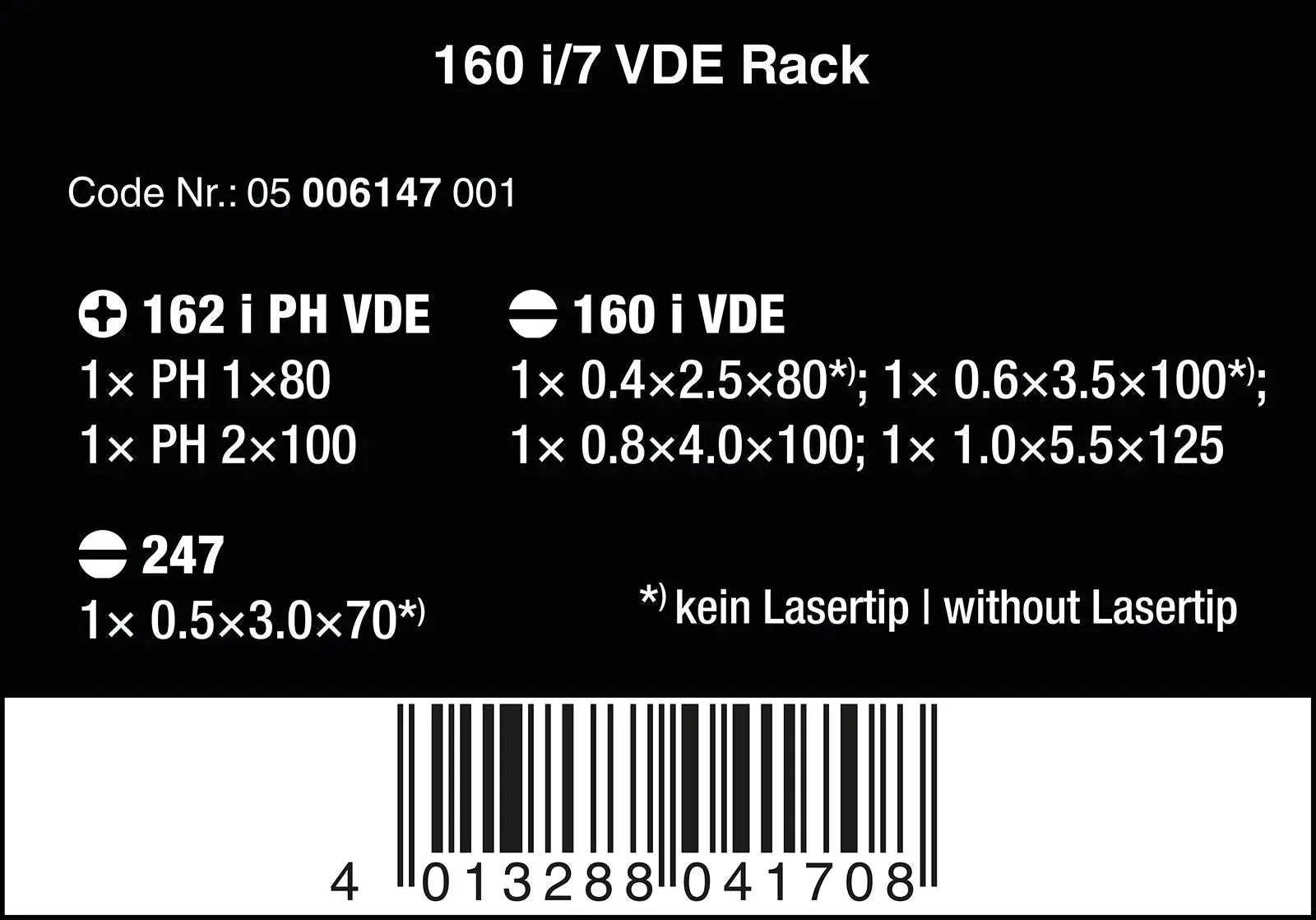 Wera Screwdriver Set Rack VDE 7 Piece 160 i/7 Kraftform Plus Series 100 Voltage Tester Slotted Phillips - Image 11