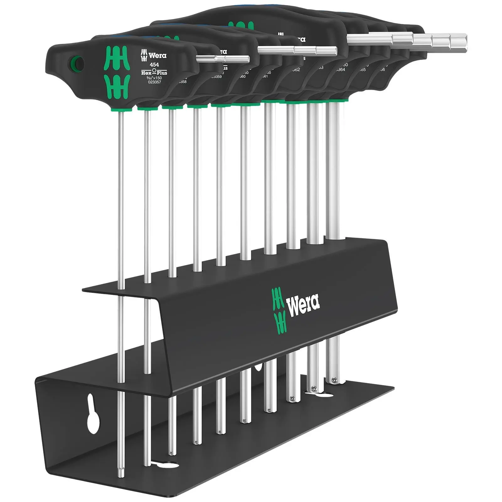 Wera Screwdriver Set T-Handle Hex Plus with Holding Function Metal Rack 10 Piece 454/10 HF Set Imperial 2 - Image 2