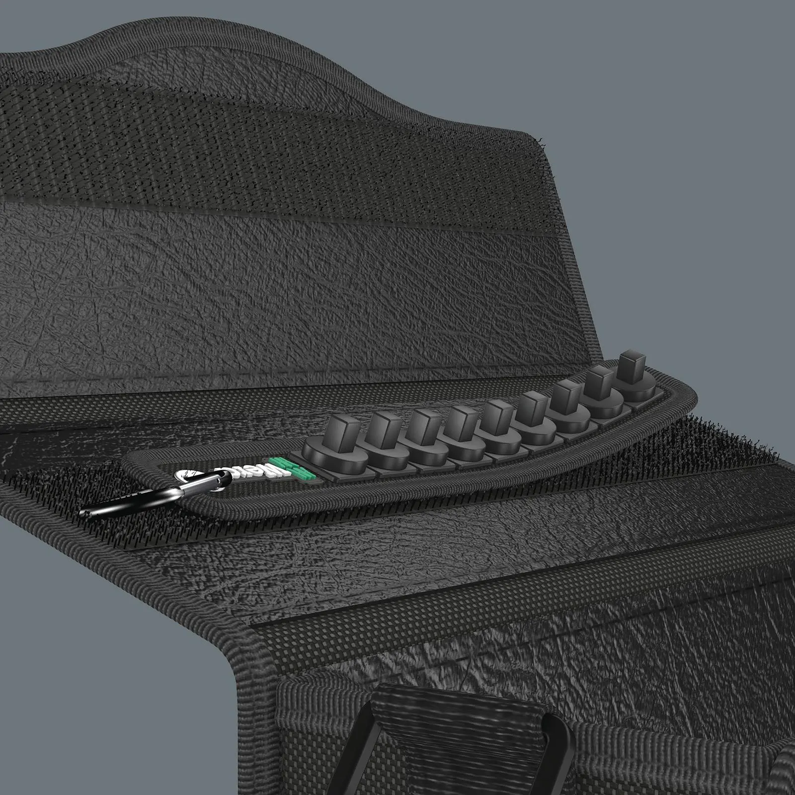 Wera Socket Rail A 1/4" Drive Textile Belt with Carabiner 9 Location Twist to Unlock Unloaded - Image 3