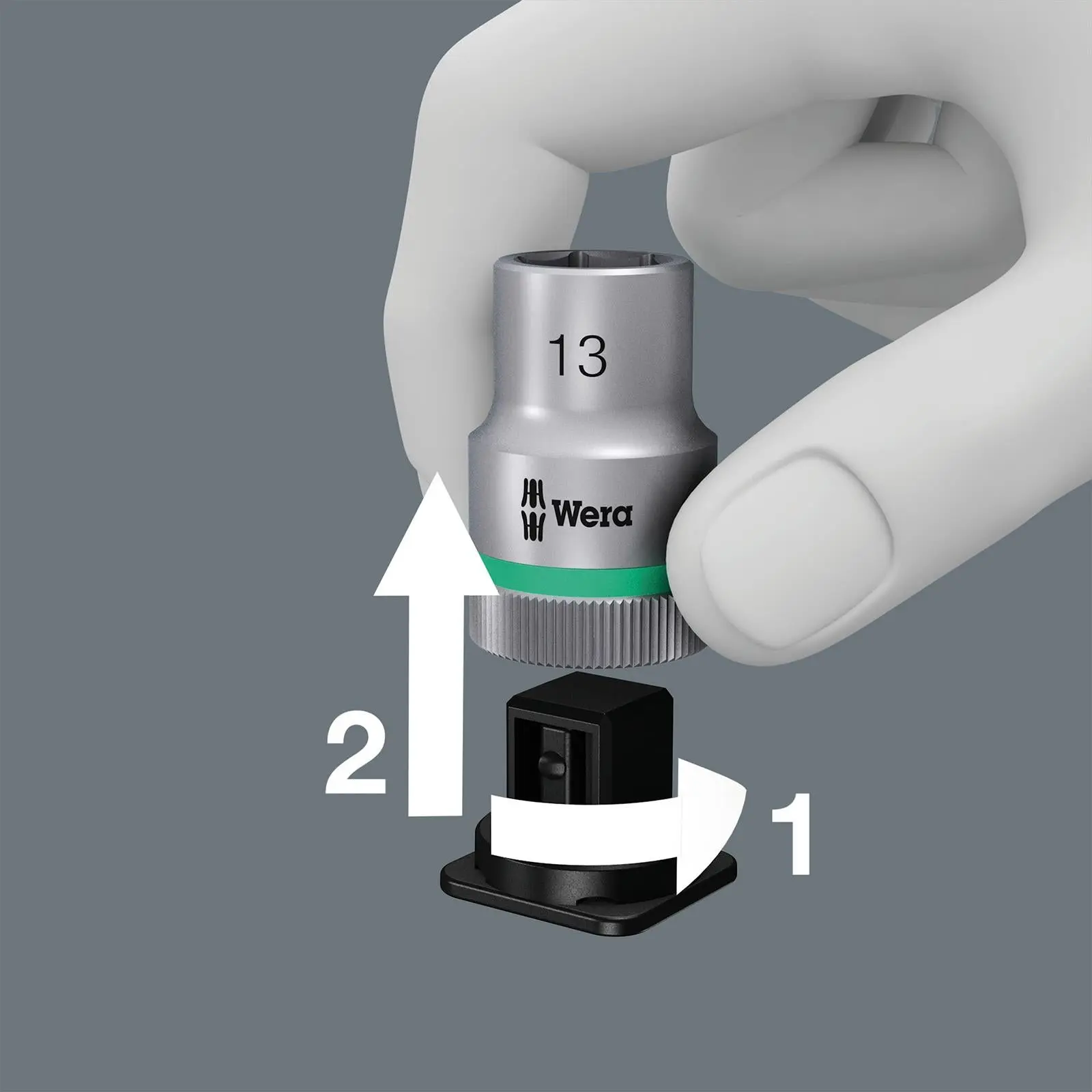 Wera Socket Rail B 3/8" Drive Textile Belt with Carabiner 9 Location Twist to Unlock Unloaded - Image 4