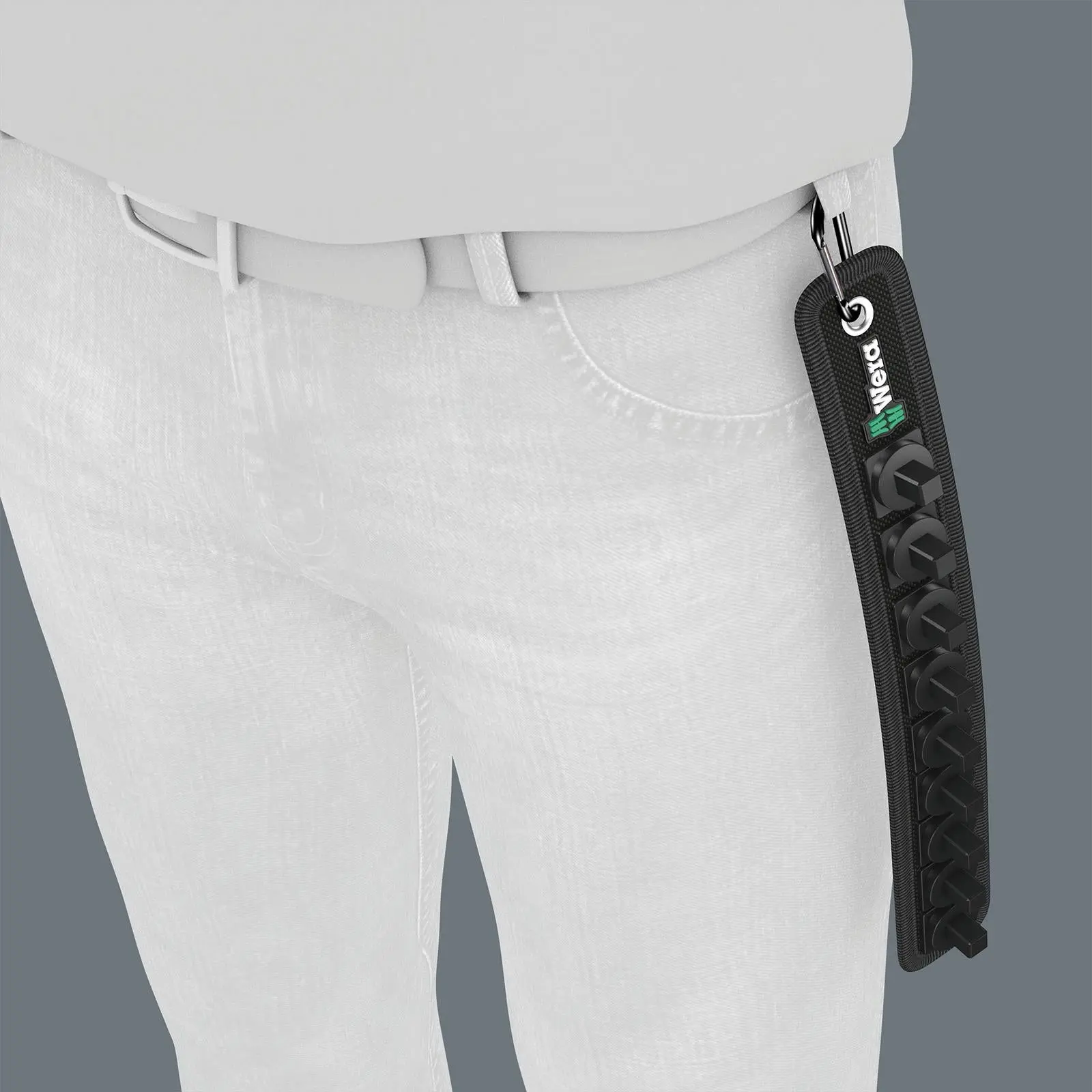 Wera Socket Rail B 3/8" Drive Textile Belt with Carabiner 9 Location Twist to Unlock Unloaded - Image 6