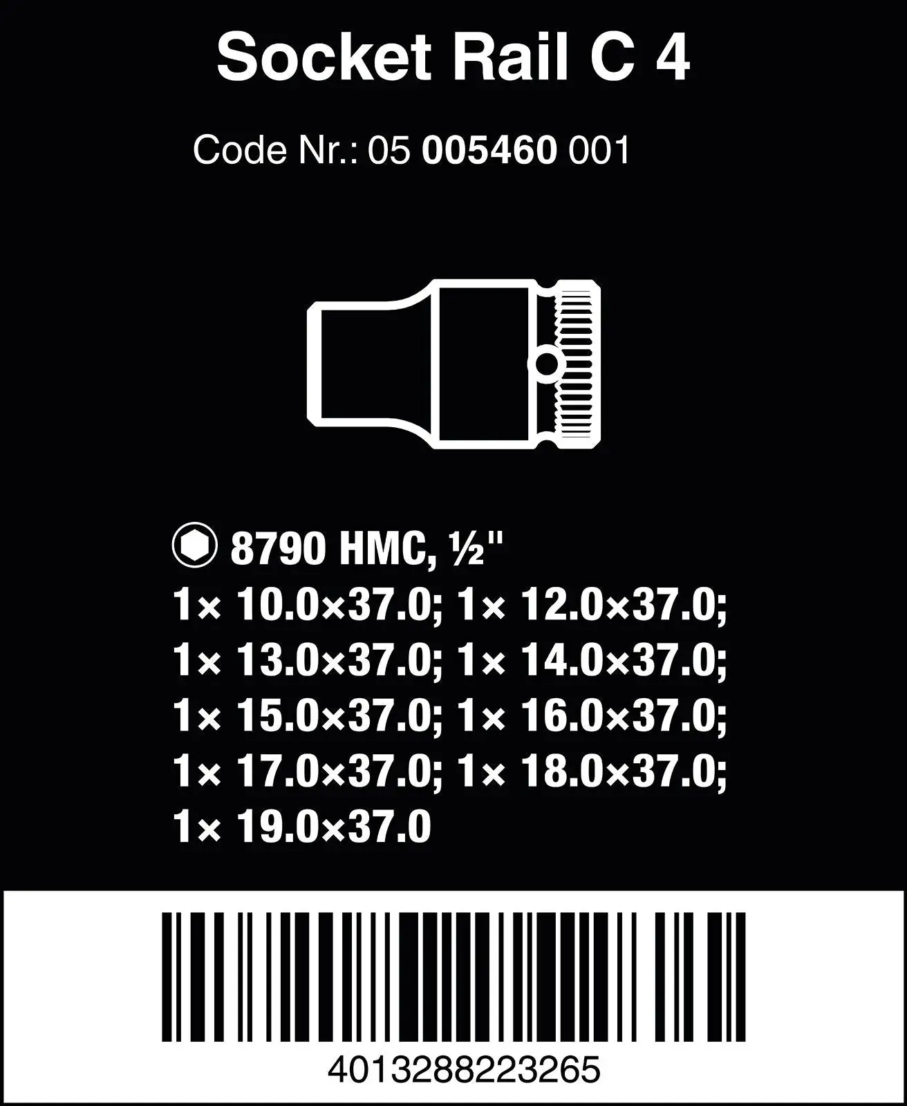 Wera Socket Set 1/2" Drive on Magnetic Socket Rail C 4 Zyklop 9 Pieces Metric 10-19mm - Image 6