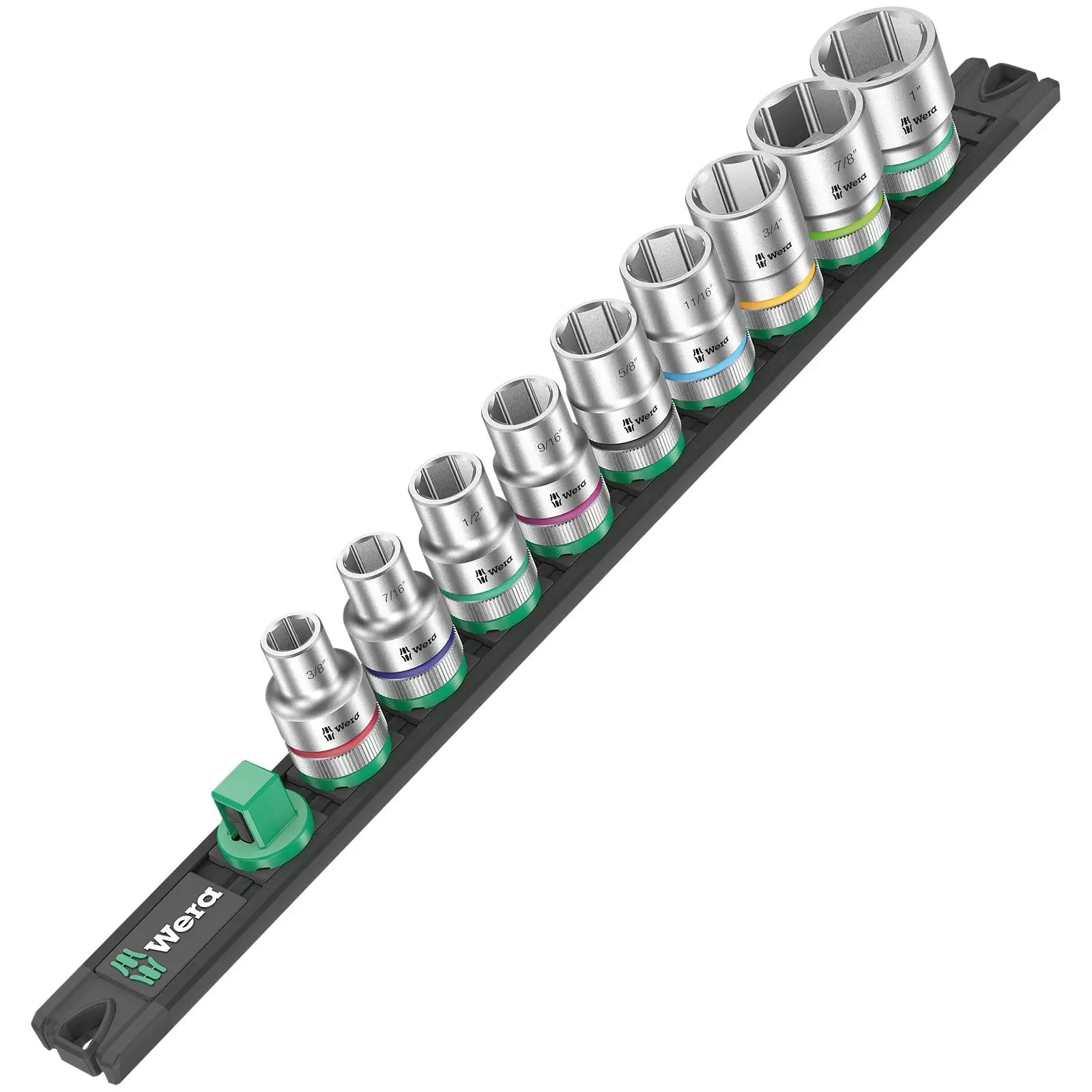 Wera Socket Set 1/2" Drive on Magnetic Socket Rail C Imperial 1 Zyklop 9 Pieces 3/8" to 1 - Image 2
