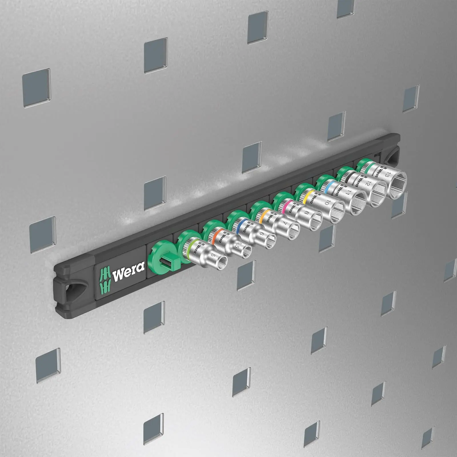 Wera Socket Set 1/4" Drive on Magnetic Socket Rail A 4 Zyklop 9 Pieces Metric 5-13mm - Image 3