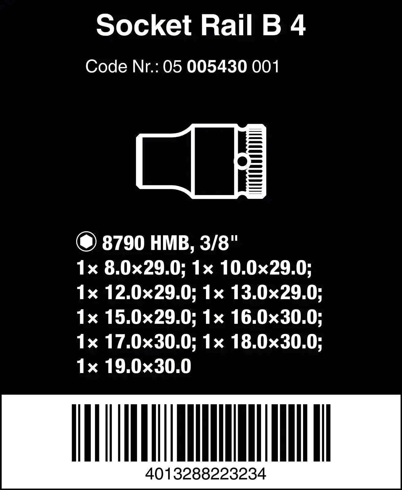 Wera Socket Set 3/8" Drive on Magnetic Socket Rail B 4 Zyklop 9 Pieces Metric 8-19mm - Image 6