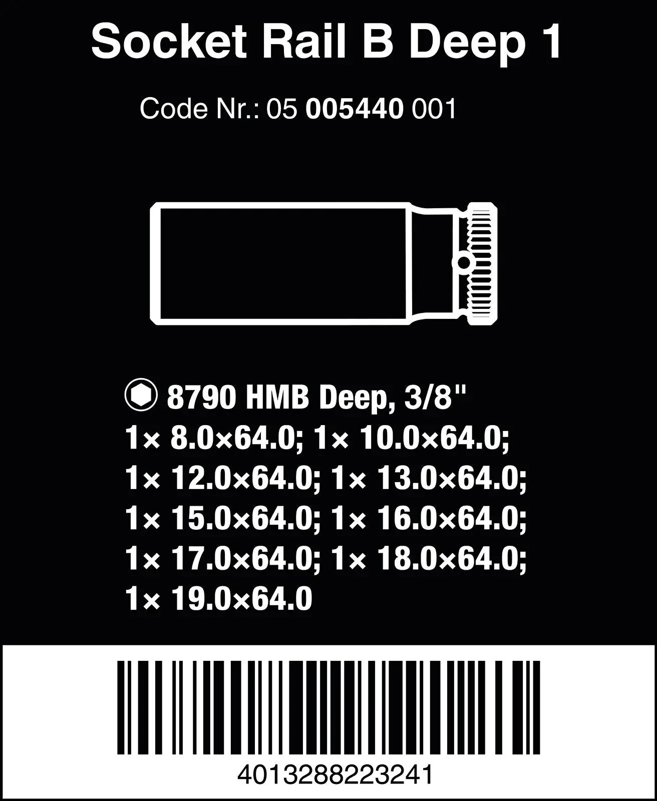 Wera Socket Set 3/8" Drive on Magnetic Socket Rail B Deep 1 Zyklop 9 Pieces Metric 8-19mm - Image 6