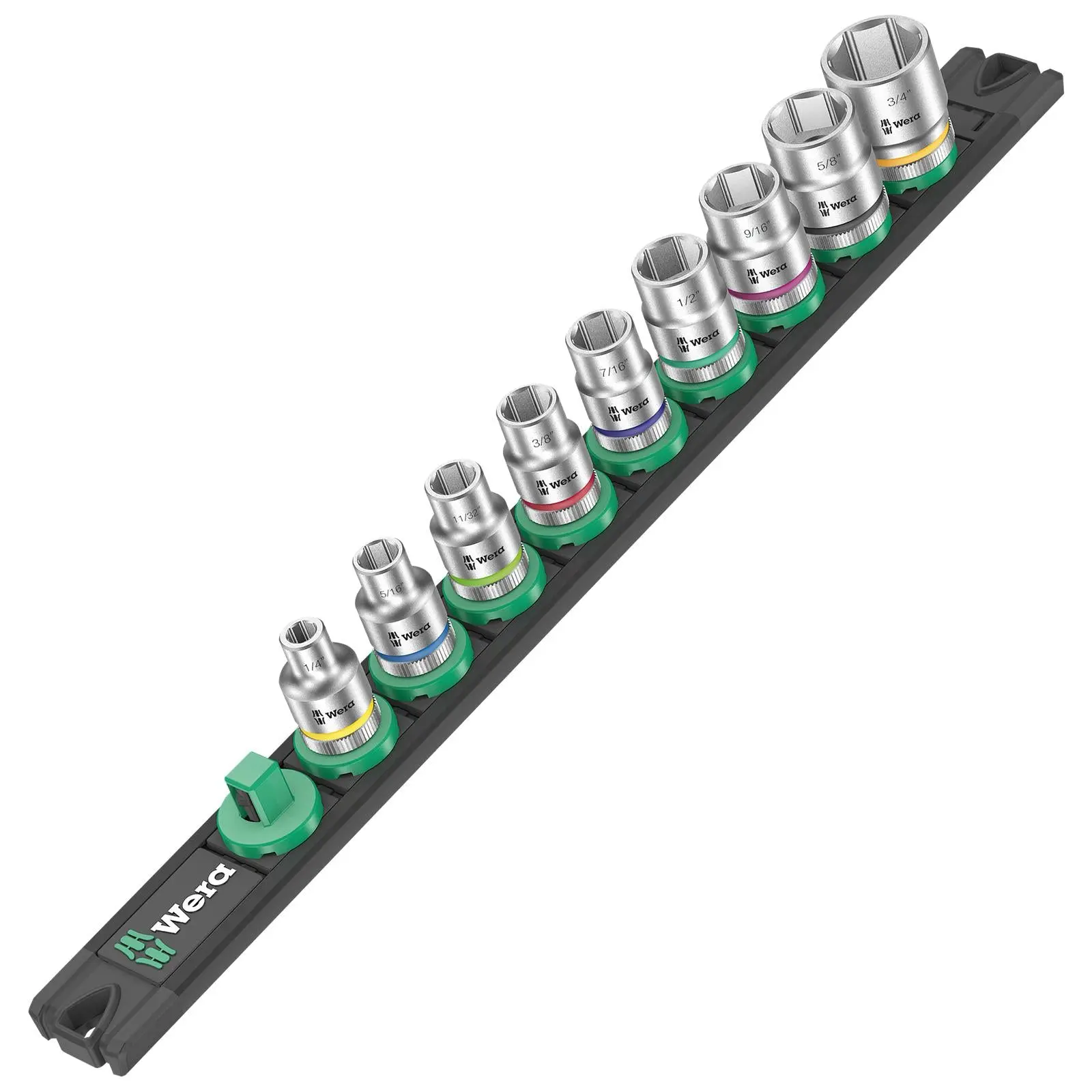 Wera Socket Set 3/8" Drive on Magnetic Socket Rail B Imperial 1 Zyklop 9 Pieces 1/4" to 3/4 - Image 2