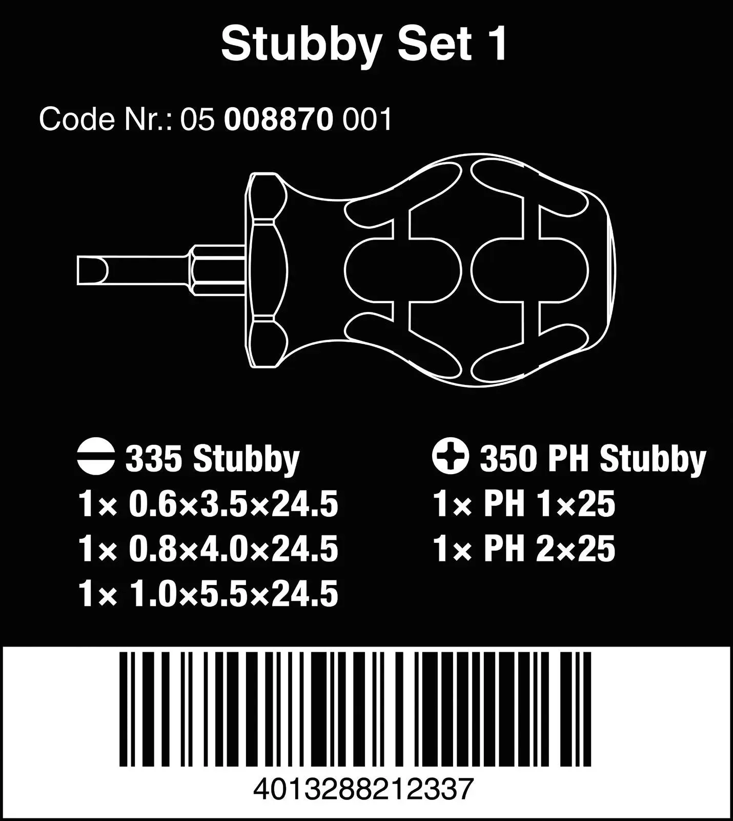 Wera Stubby Screwdriver Set 1 5 Piece Phillips Slotted - Image 11