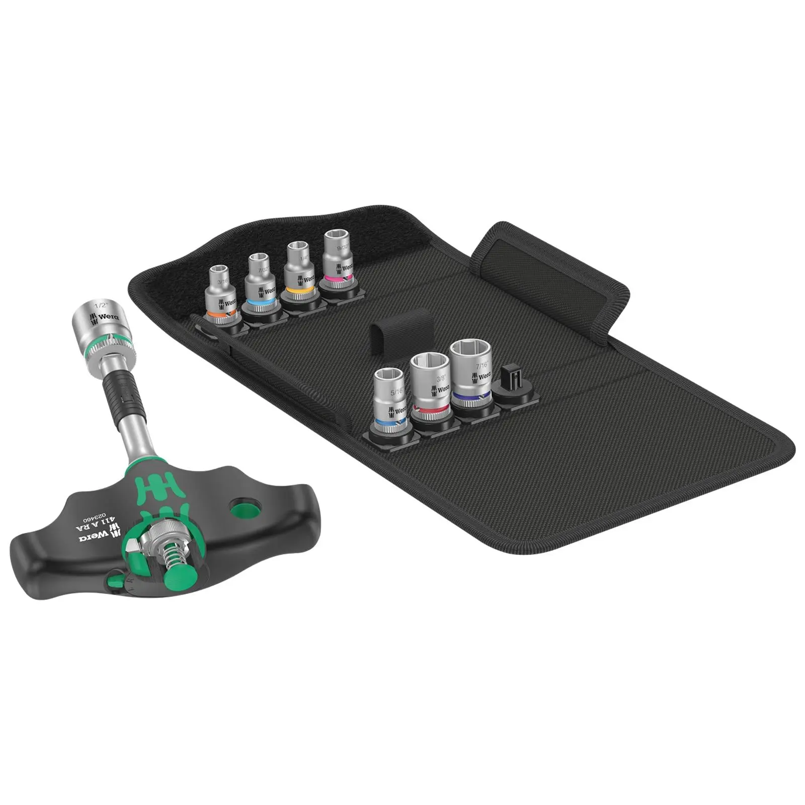 Wera T-Handle Adaptor Screwdriver 1/4" Drive with Ratchet Function 400 RA Imperial Set 2 9 Pieces - Image 3