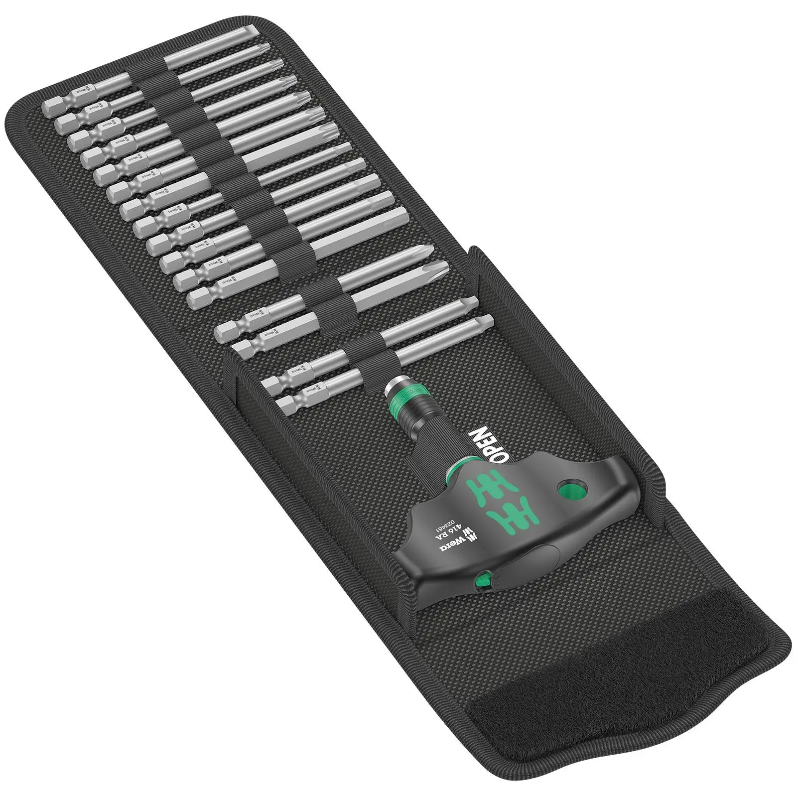 Wera T-Handle Screwdriver 1/4" Hex with Ratchet Function Rapidaptor Chuck 400 RA Imperial Set 1 17 Pieces - Image 3