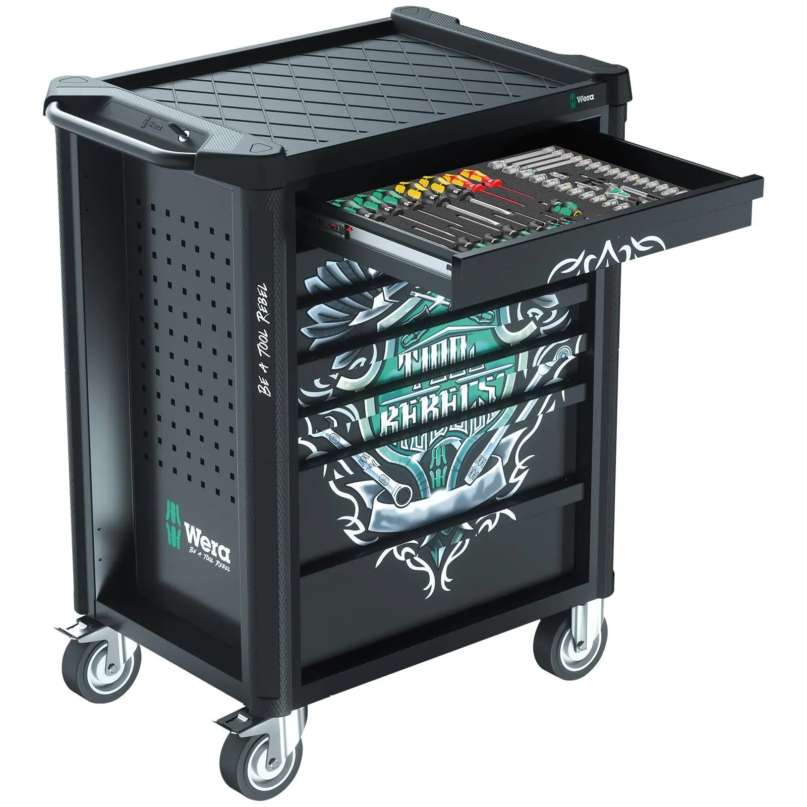 Wera Tool Rebel Roller Cabinet 9700 1 78 Pieces 4 Foam Drawer Inserts Lockable Drawers - Image 5