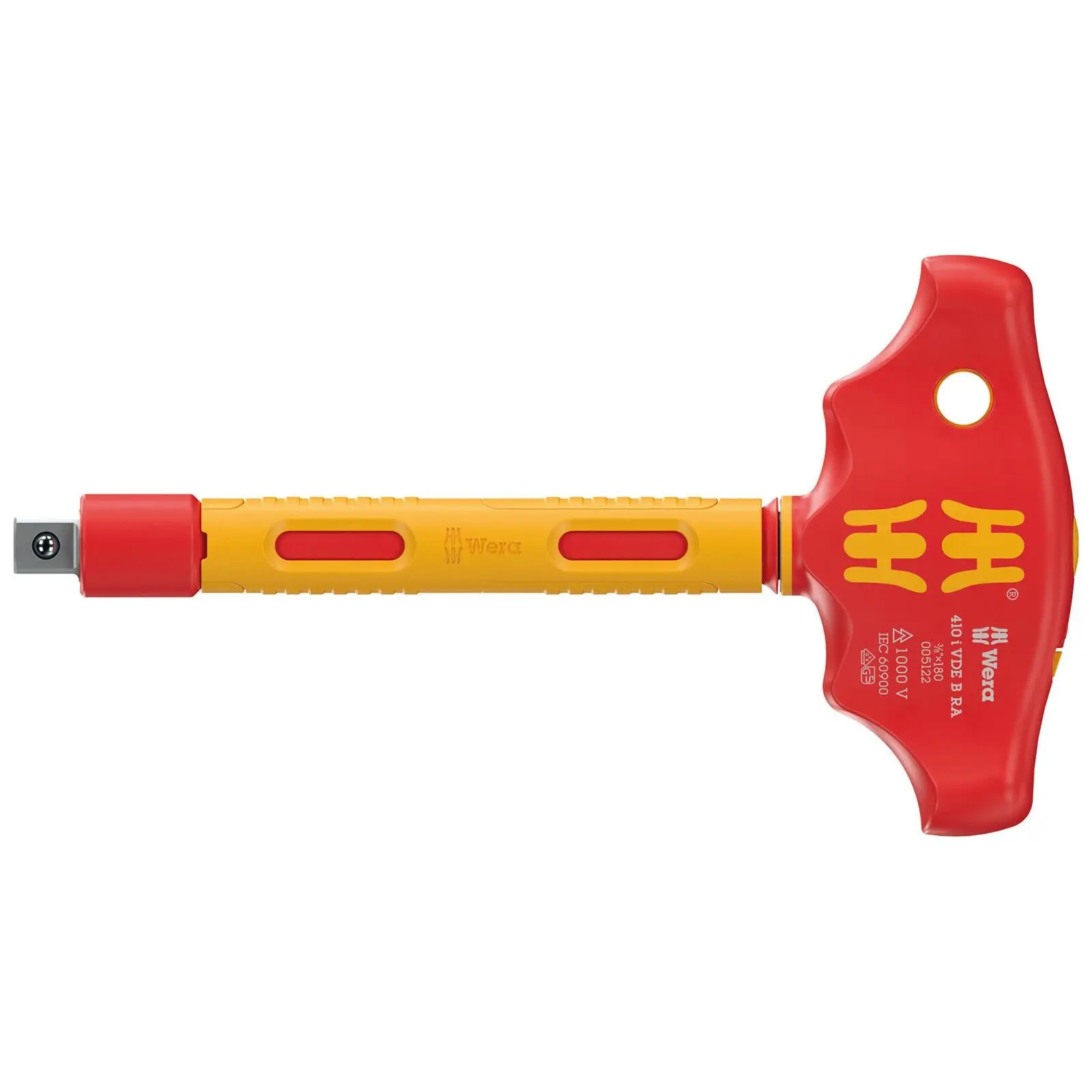Wera VDE Insulated T-Handle Ratchet Screwdriver for 3/8" Drive Sockets 410 I VDE B RA