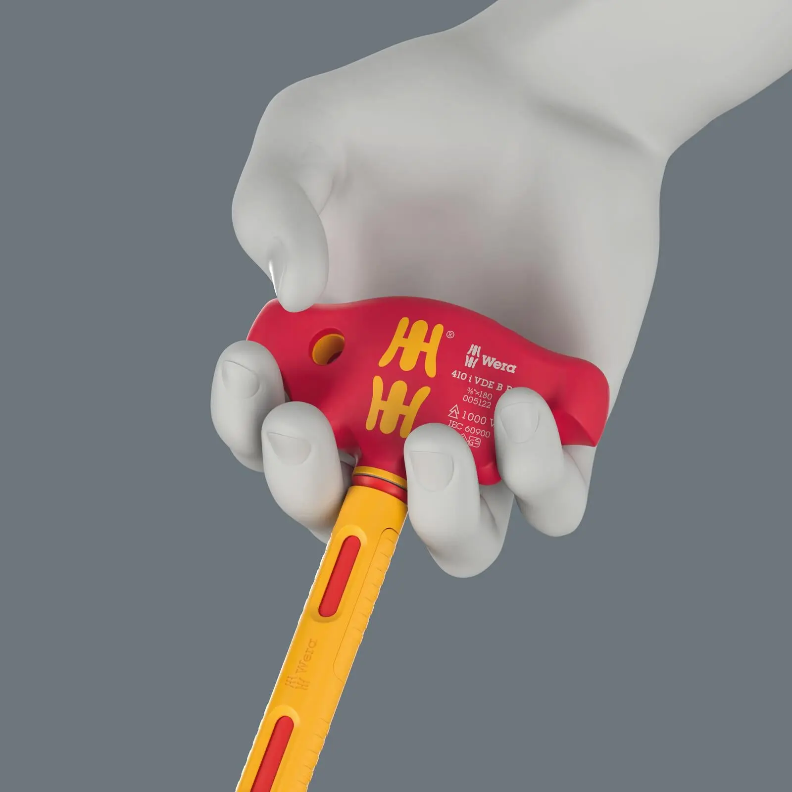 Wera VDE Insulated T-Handle Ratchet Screwdriver for 3/8" Drive Sockets 410 I VDE B RA - Image 7