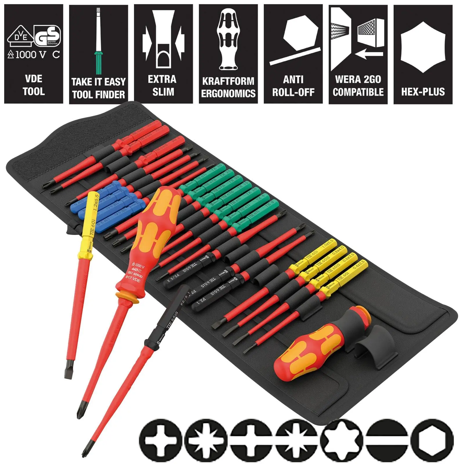 Wera VDE Screwdriver Set Take It Easy Kraftform Kompakt KK VDE Big Pack 1 26 Pieces PH PZ PH/S PZ/S TX SL Hex