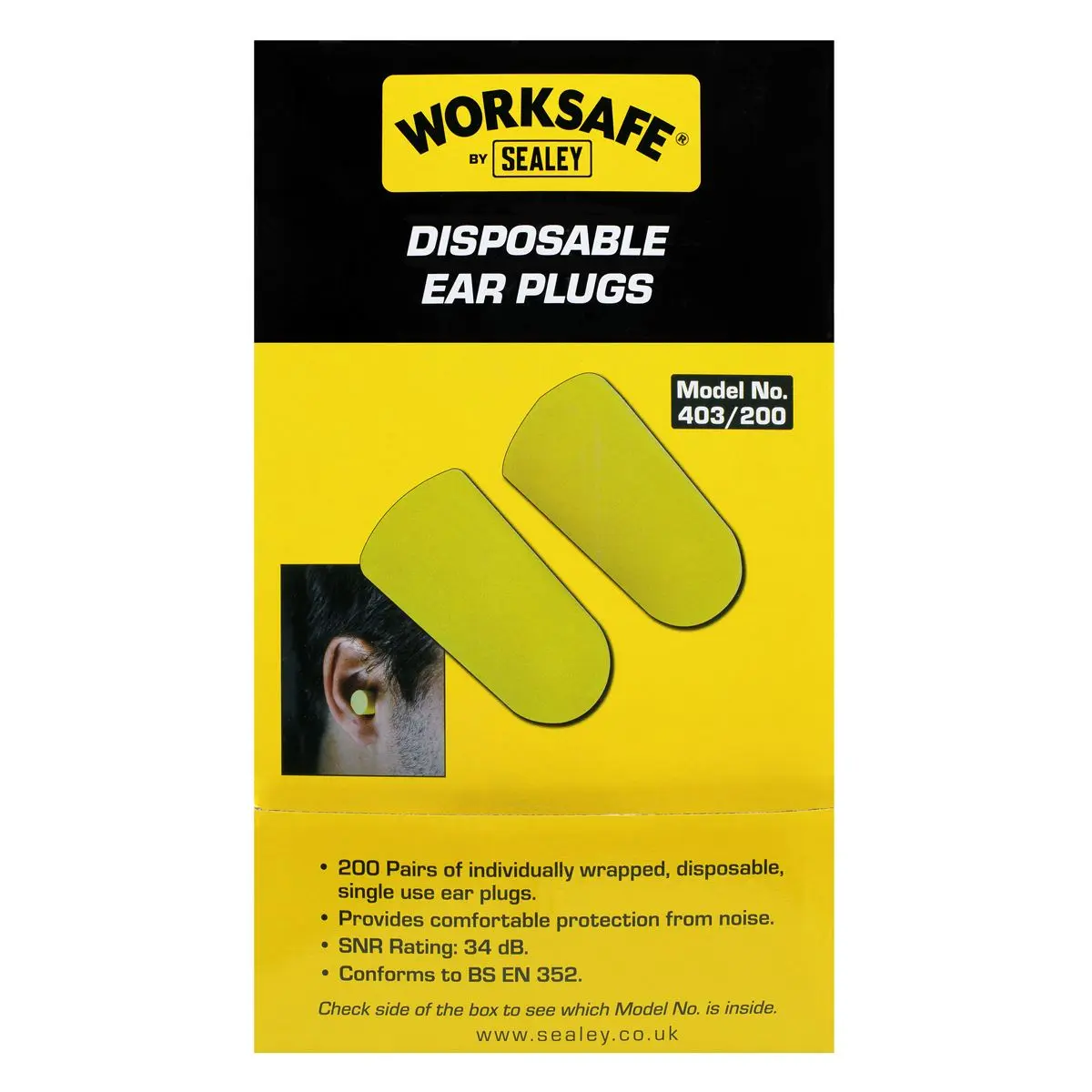 Worksafe by Sealey Ear Plugs Disposable - 200 Pairs - Image 5