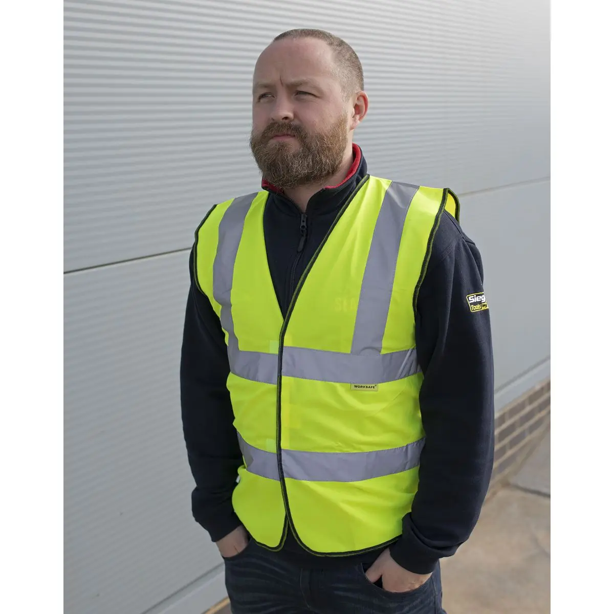 Worksafe by Sealey Hi-Vis Waistcoat (Site and Road Use) Yellow - Medium - Image 2