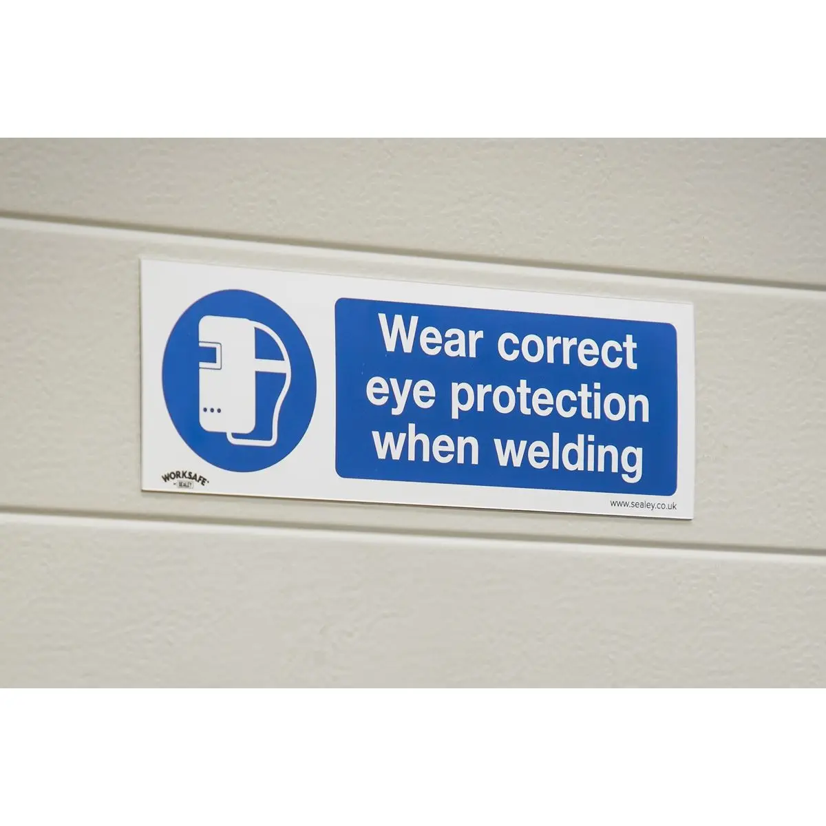 Worksafe by Sealey Mandatory Safety Sign - Wear Eye Protection When Welding - Self-Adhesive Vinyl - Image 3