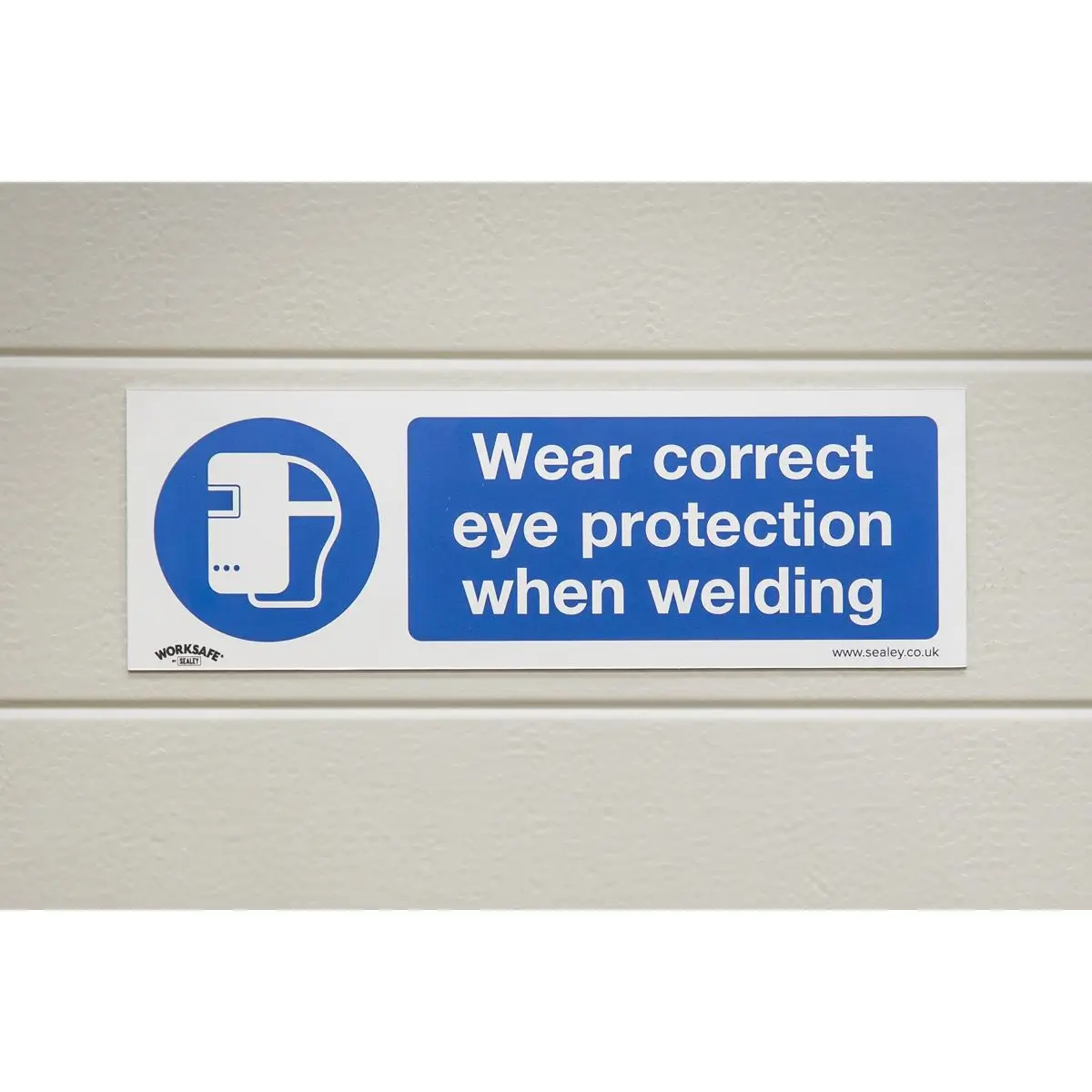 Worksafe by Sealey Mandatory Safety Sign - Wear Eye Protection When Welding - Self-Adhesive Vinyl - Image 7